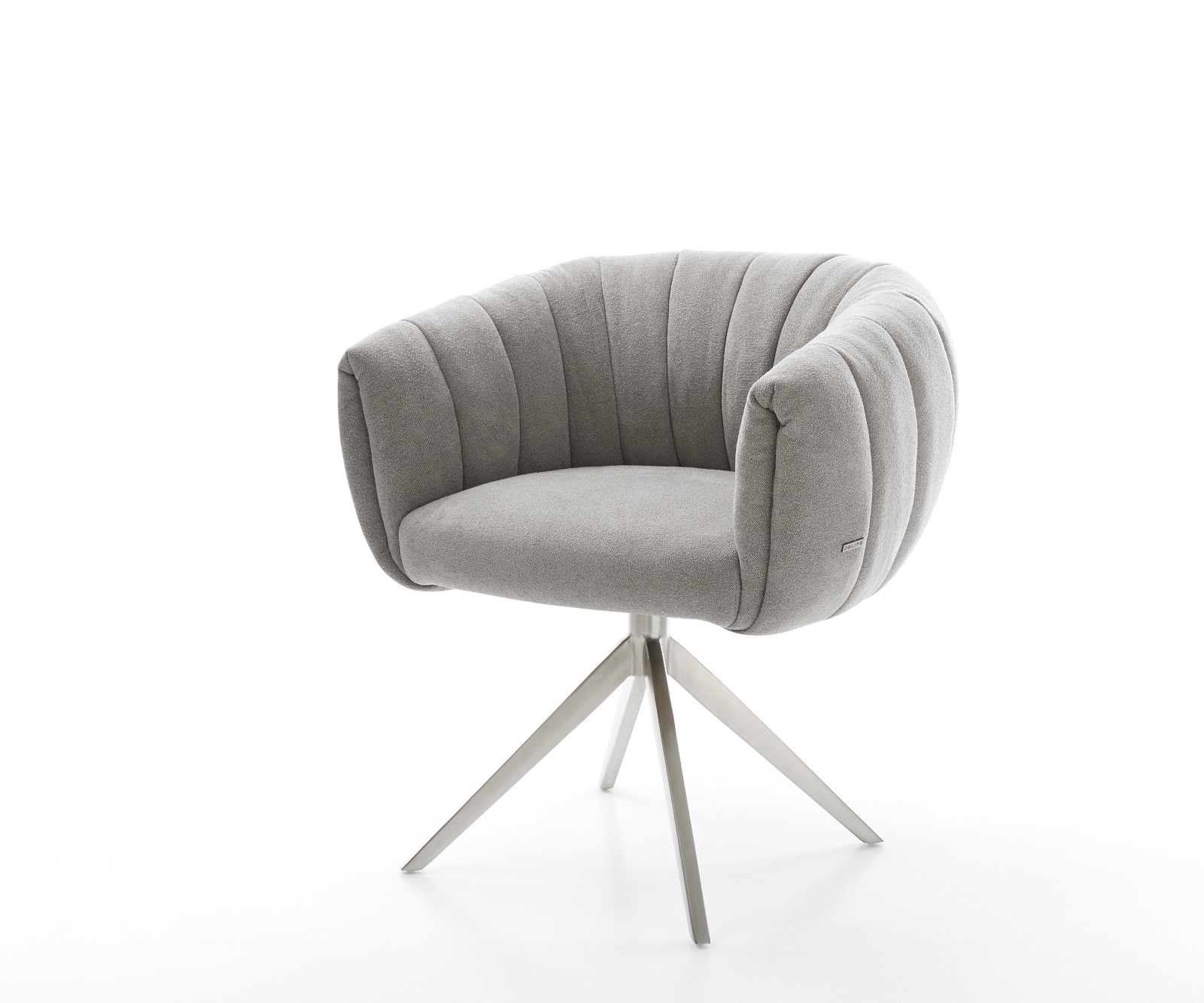 Drehstuhl Jada-Flex Strukturstoff Soft Grau Kreuzgestell breit Edelstahl 360° drehbar Wippfunktion Taschenfederkern