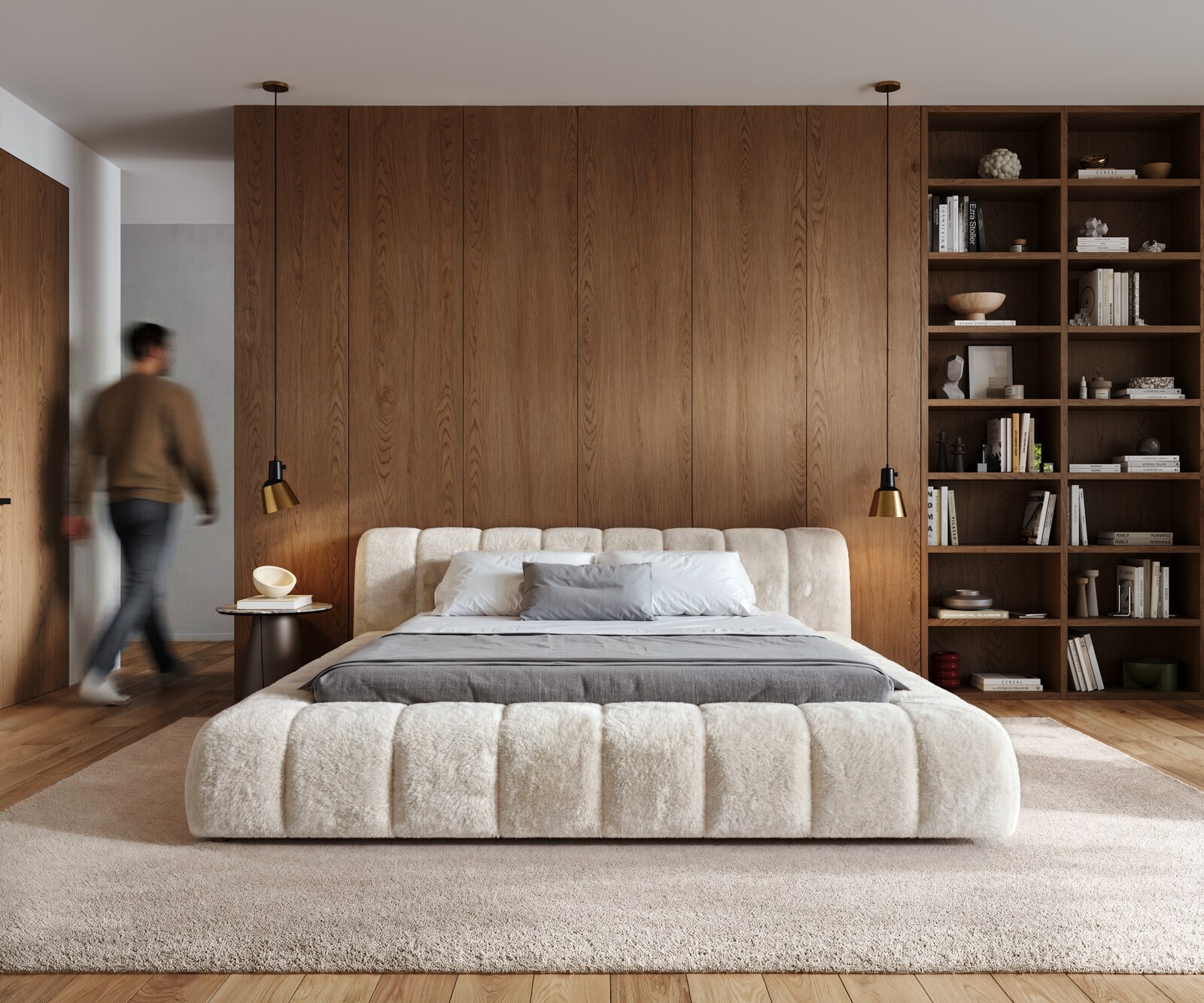 Polsterbettgestell Cutio 180x200 cm Plüsch Creme-Weiß 2