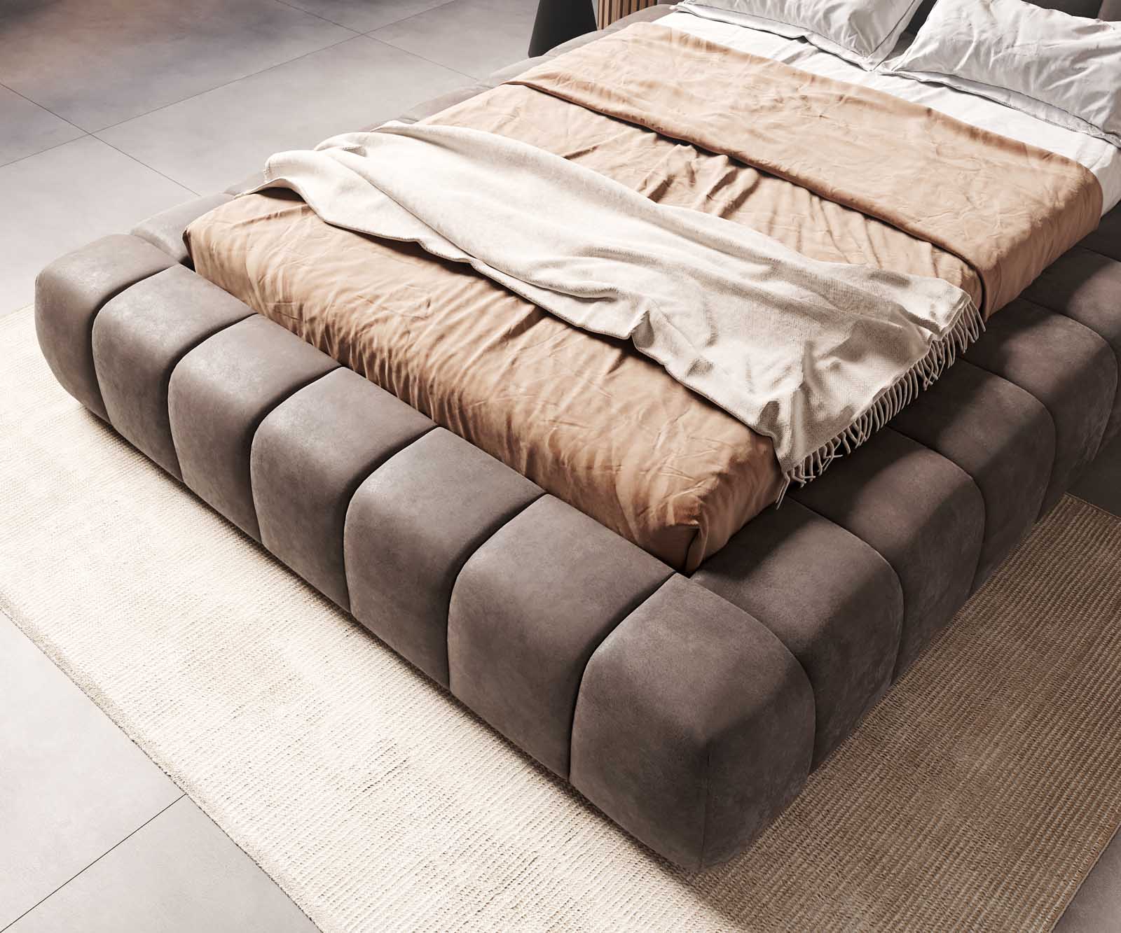 Polsterbettgestell Cutio 140x200 cm Mikrofaser Taupe Vintage 5