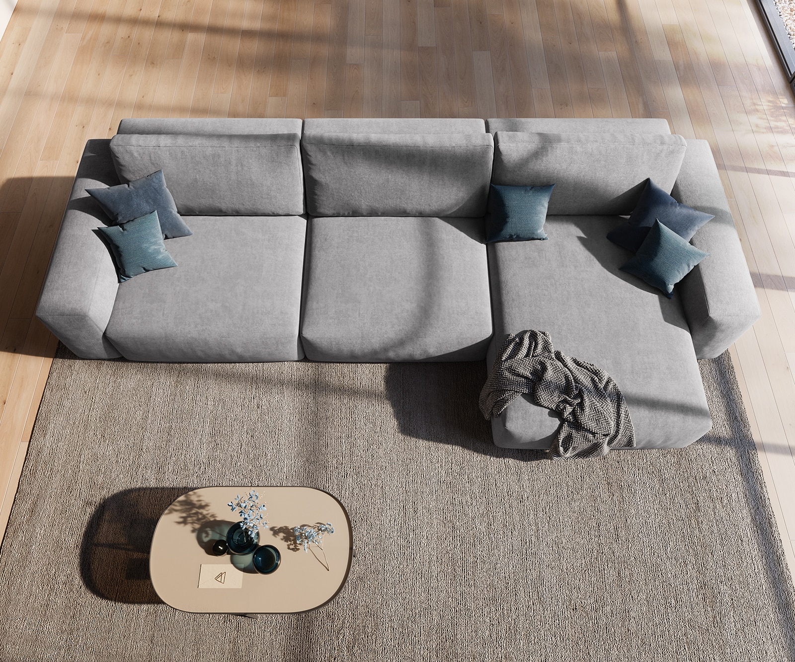 Ecksofa Lanzo XL 380x180 cm Mikrofaser Grau Recamiere variabel 4