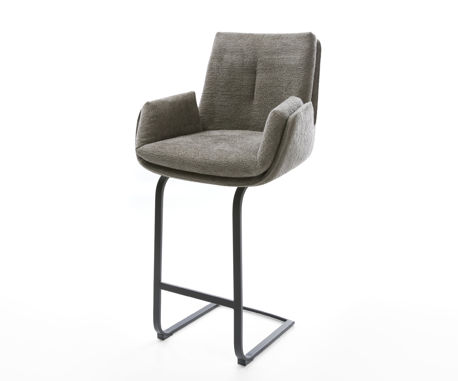 Barstuhl Clea-Flex Bouclé Soft Schlamm Freischwinger Flach Metall Schwarz