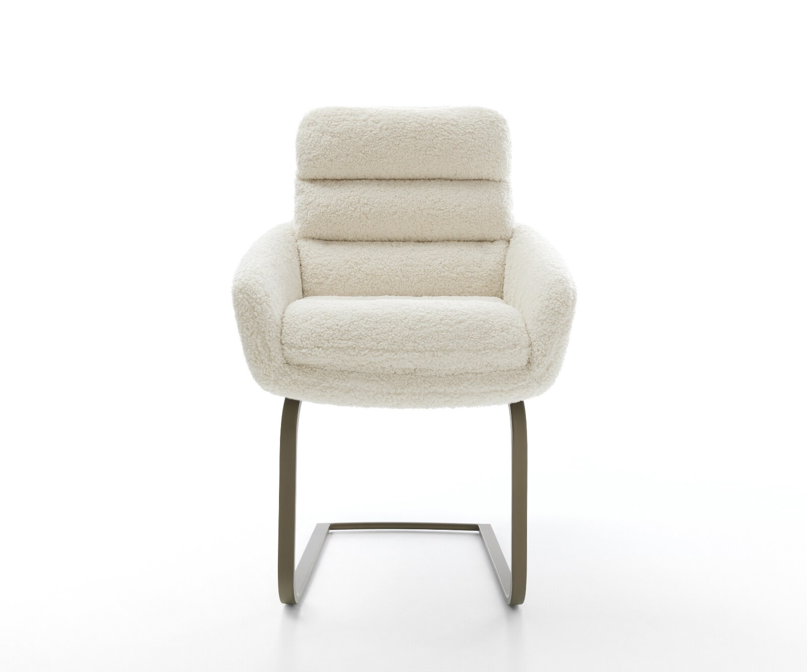 Freischwinger Abelia-Flex mit Armlehnen Teddystoff Beige Freischwinger flach Effektfinish Titan 2