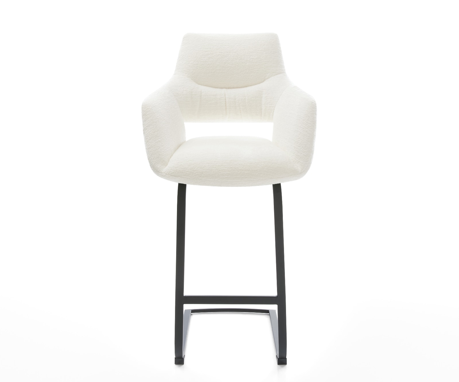 Barstuhl Yago-Flex Bouclé Soft Beige Freischwinger Flach Metall Schwarz Taschenfederkern 2