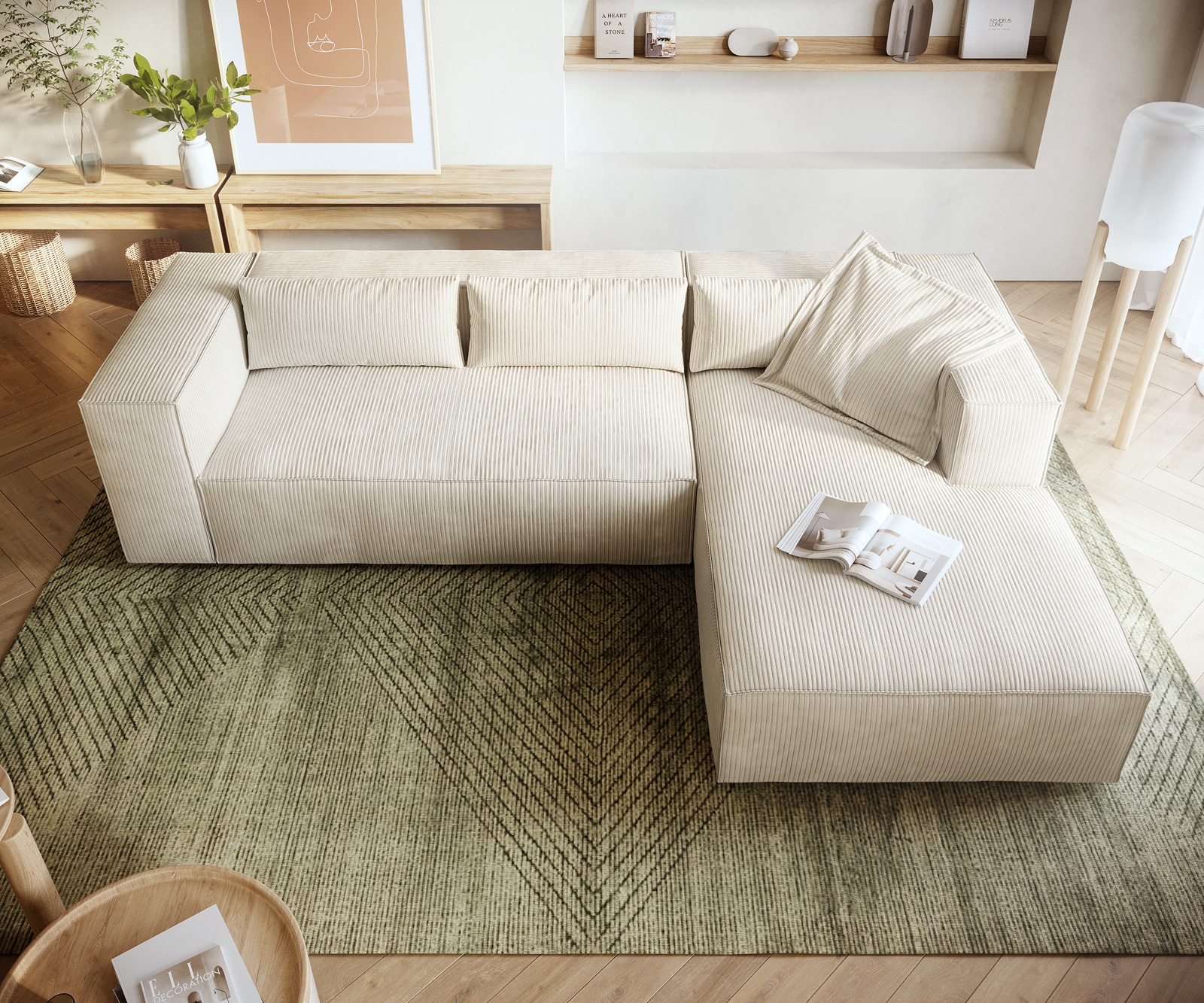 Eckcouch Brom 260x175 cm Cord Beige Recamiere rechts 4 Eckcouch Brom 260x175 cm Cord Beige Recamiere rechts 4