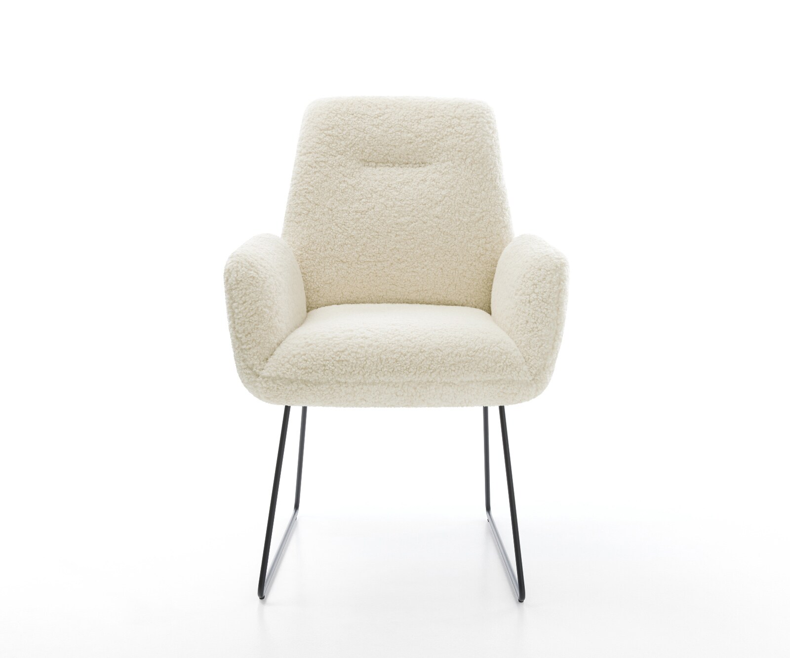 Esszimmerstuhl Zoa-Flex Teddystoff Beige Kufengestell Schwarz Taschenfederkern 2
