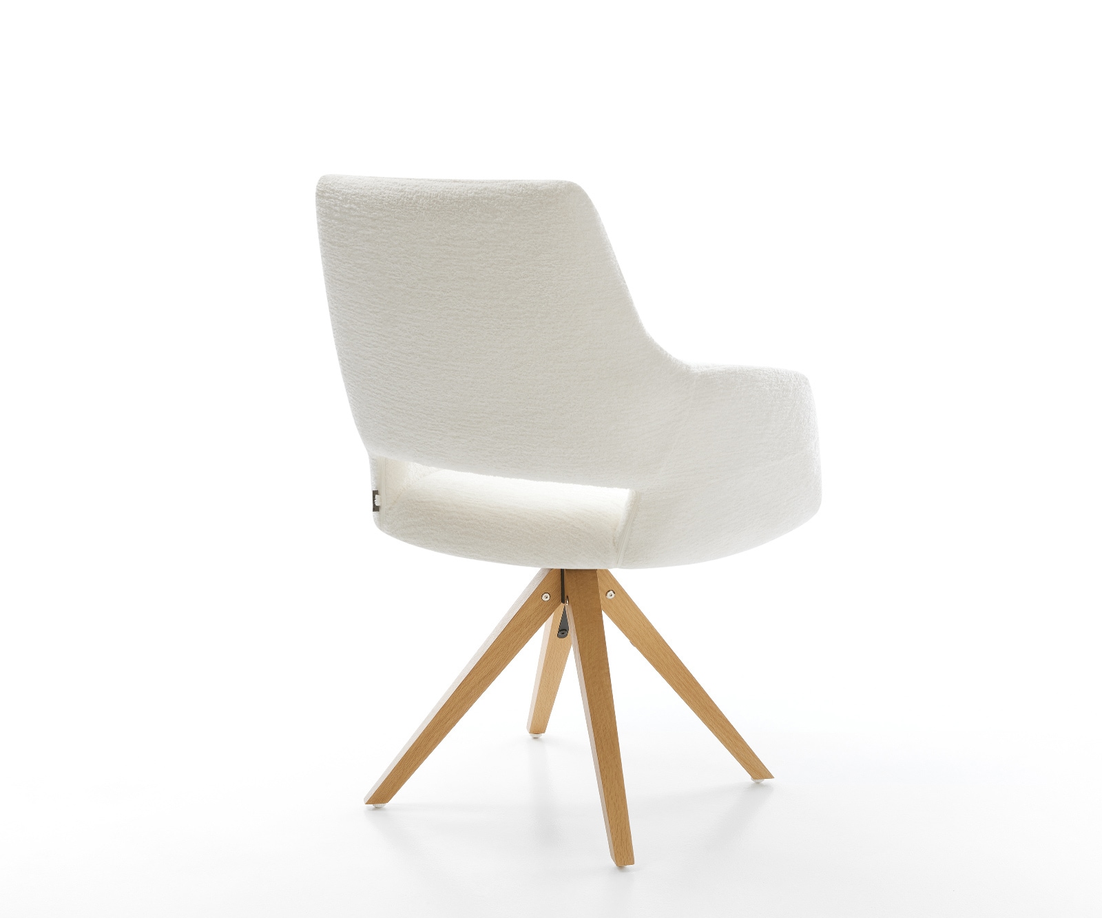 Drehstuhl Yago-Flex mit Armlehnen Bouclé Soft Beige Holzgestell kantig Natur 360° drehbar Taschenfederkern 4