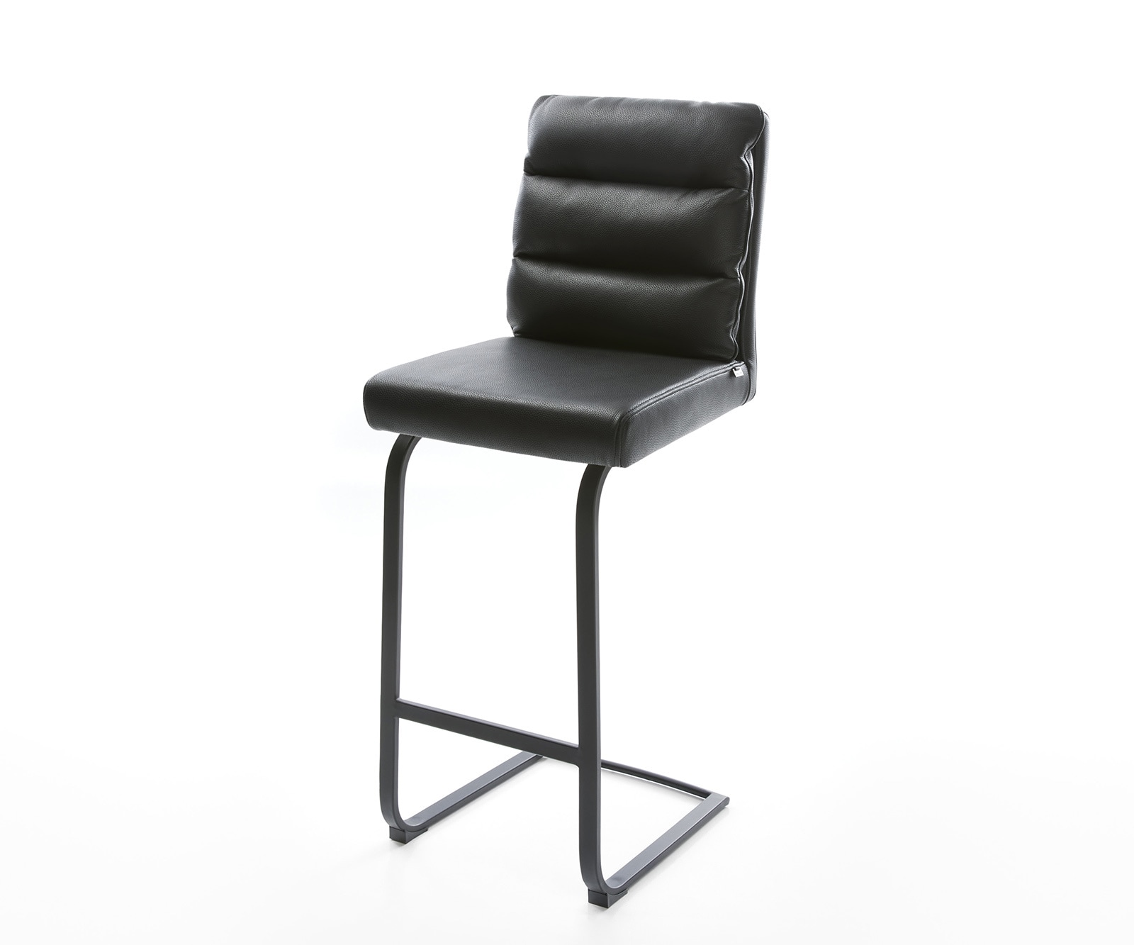Barstuhl Pela-Flex Echt-Leder Schwarz Freischwinger flach Metall