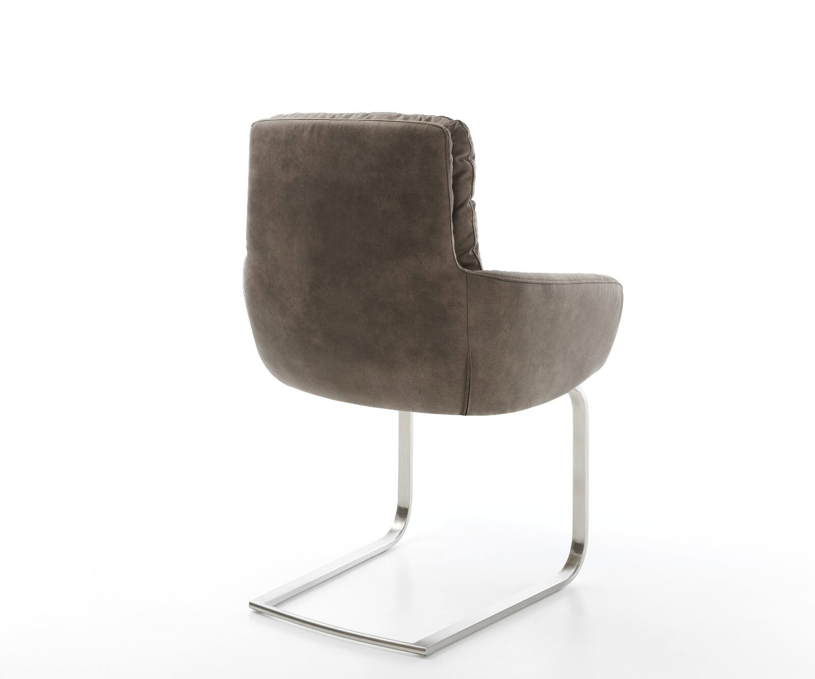 Freischwinger Abelia-Flex mit Armlehnen Mikrofaser Taupe Vintage Freischwinger flach Edelstahl 4