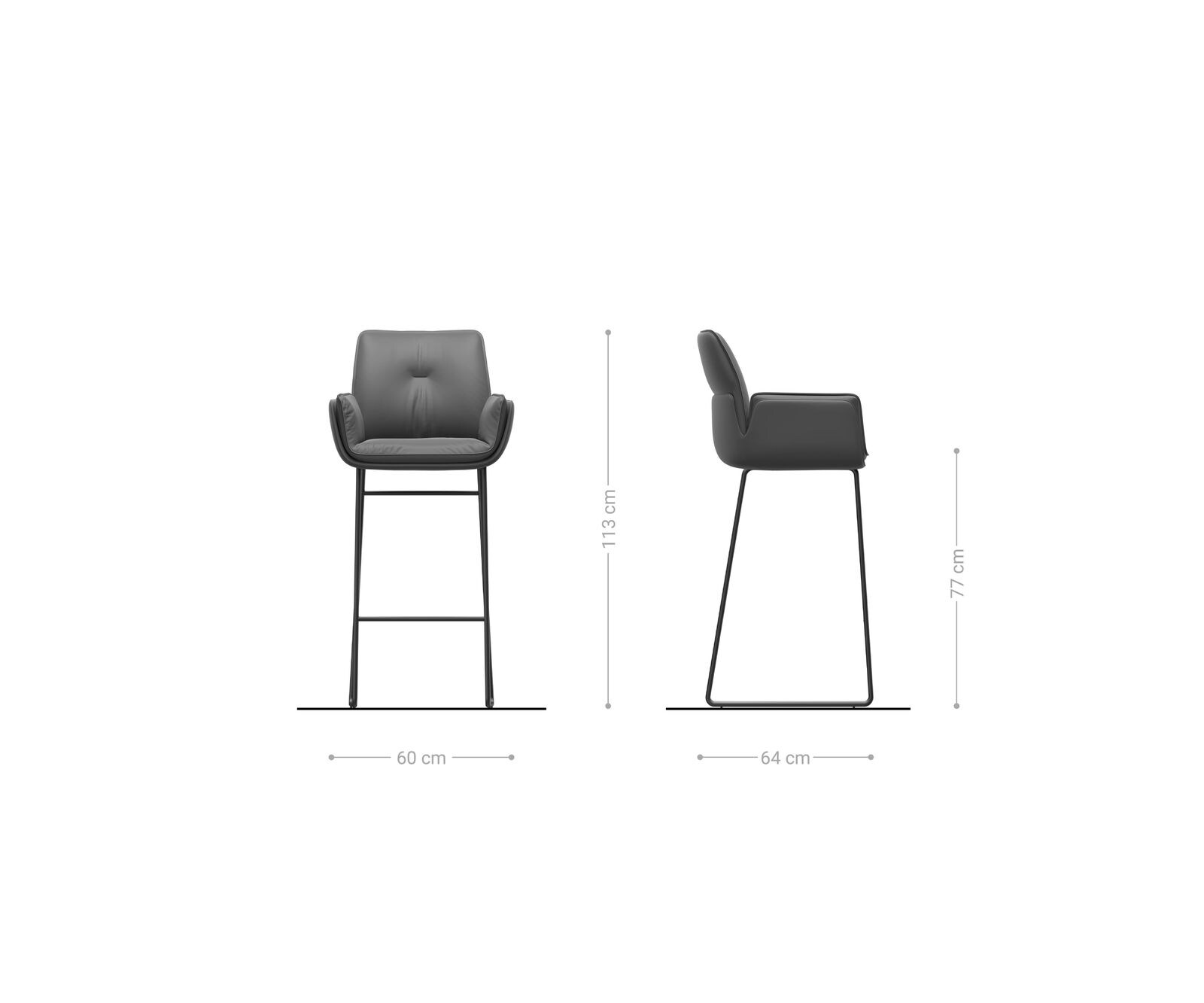 Barstuhl Nela-Flex Webstoff Soft Beige Kufengestell Metall Schwarz 6