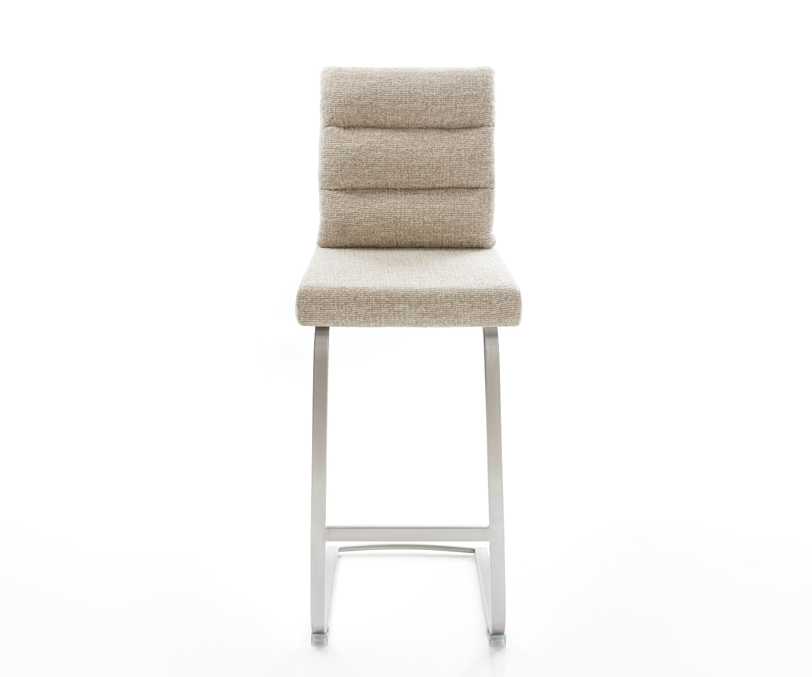 Barstuhl Pela-Flex Webstoff Soft Beige Freischwinger Flach Edelstahl Silberfarben 1