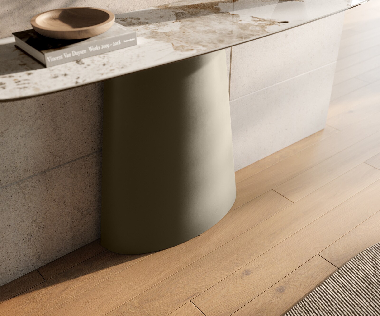 Konsolentisch Edge Boot 140x40 cm Keramik Minas Melange Weiß-Beige Conos Metall Effektfinish Titan 5