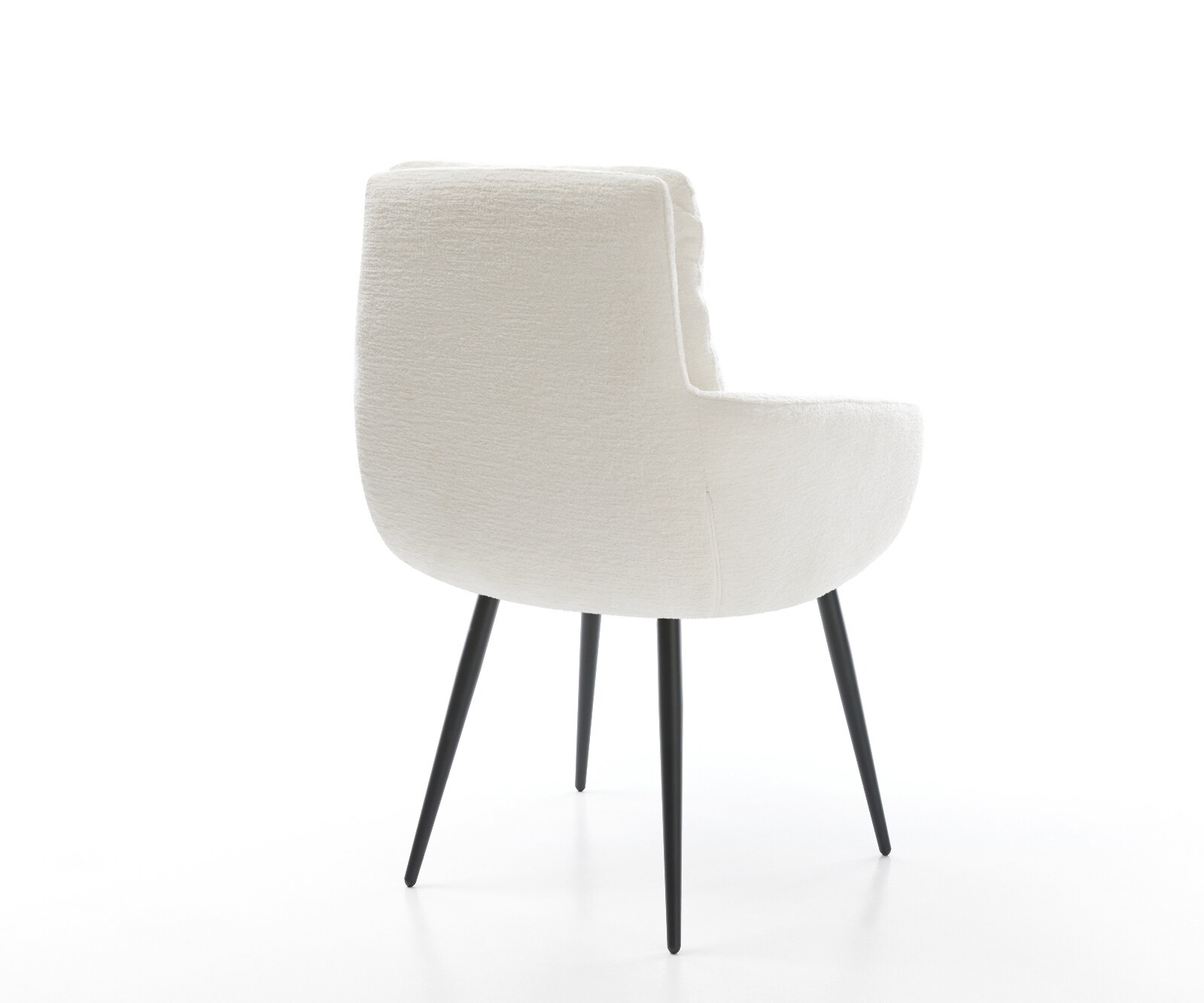 Esszimmerstuhl Abelia-Flex mit Armlehnen Bouclé Soft Beige 4-Fuß konisch Schwarz 4