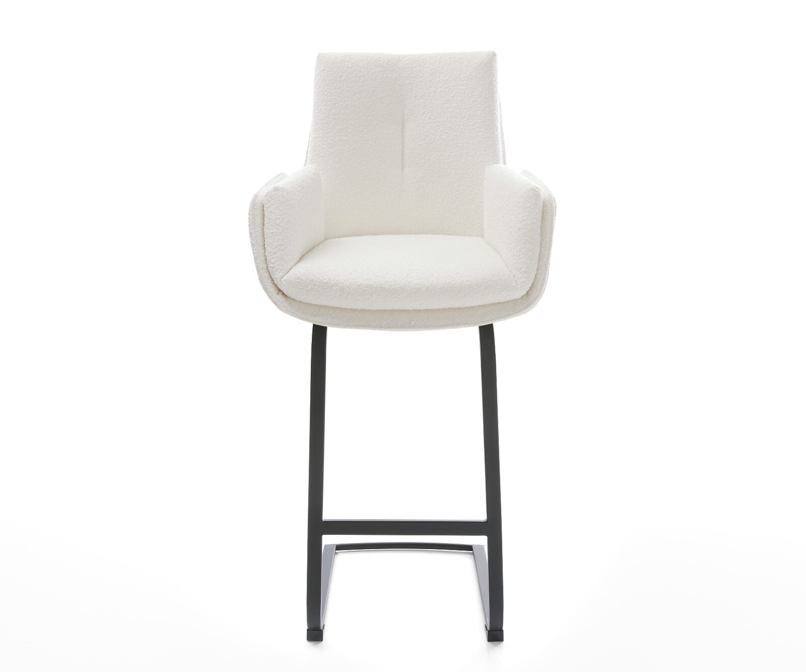 Barstuhl Clea-Flex Bouclé Creme-Weiß Freischwinger Flach Metall Schwarz 2