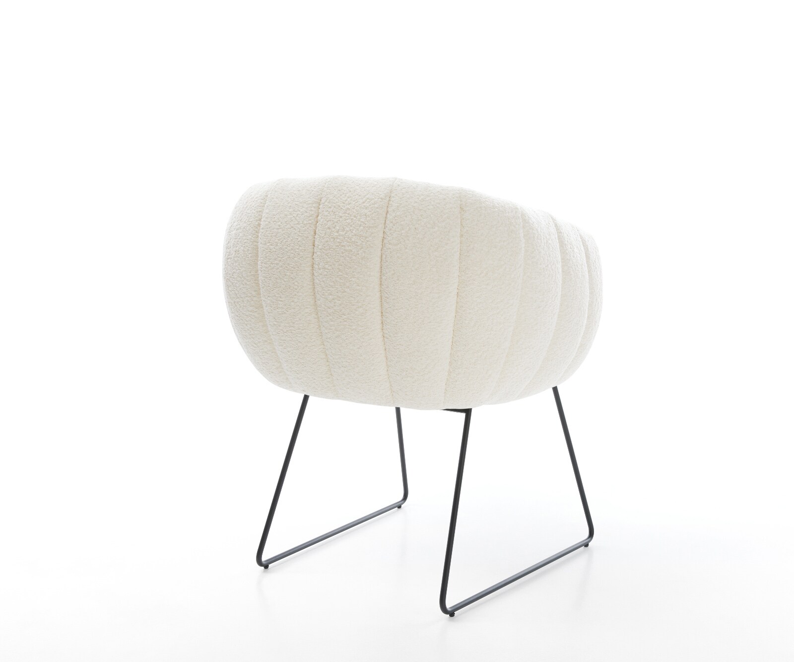 Esszimmerstuhl Jada-Flex Bouclé Weiß Kufengestell Schwarz Taschenfederkern 4