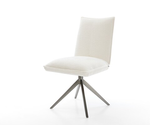 Drehstuhl Lelio-Flex Bouclé Soft Beige Kreuzgestell breit Graphit 360° drehbar Wippfunktion Taschenfederkern