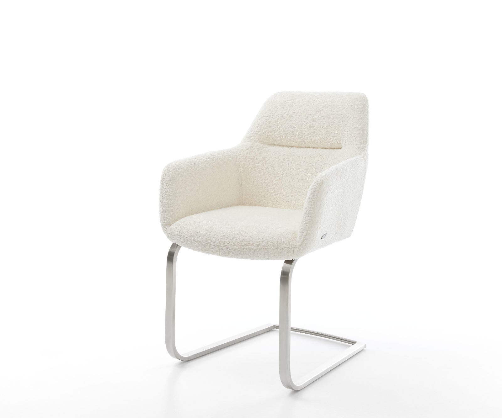 Freischwinger Pejo-Flex Bouclé Weiß Freischwinger flach Edelstahl Taschenfederkern