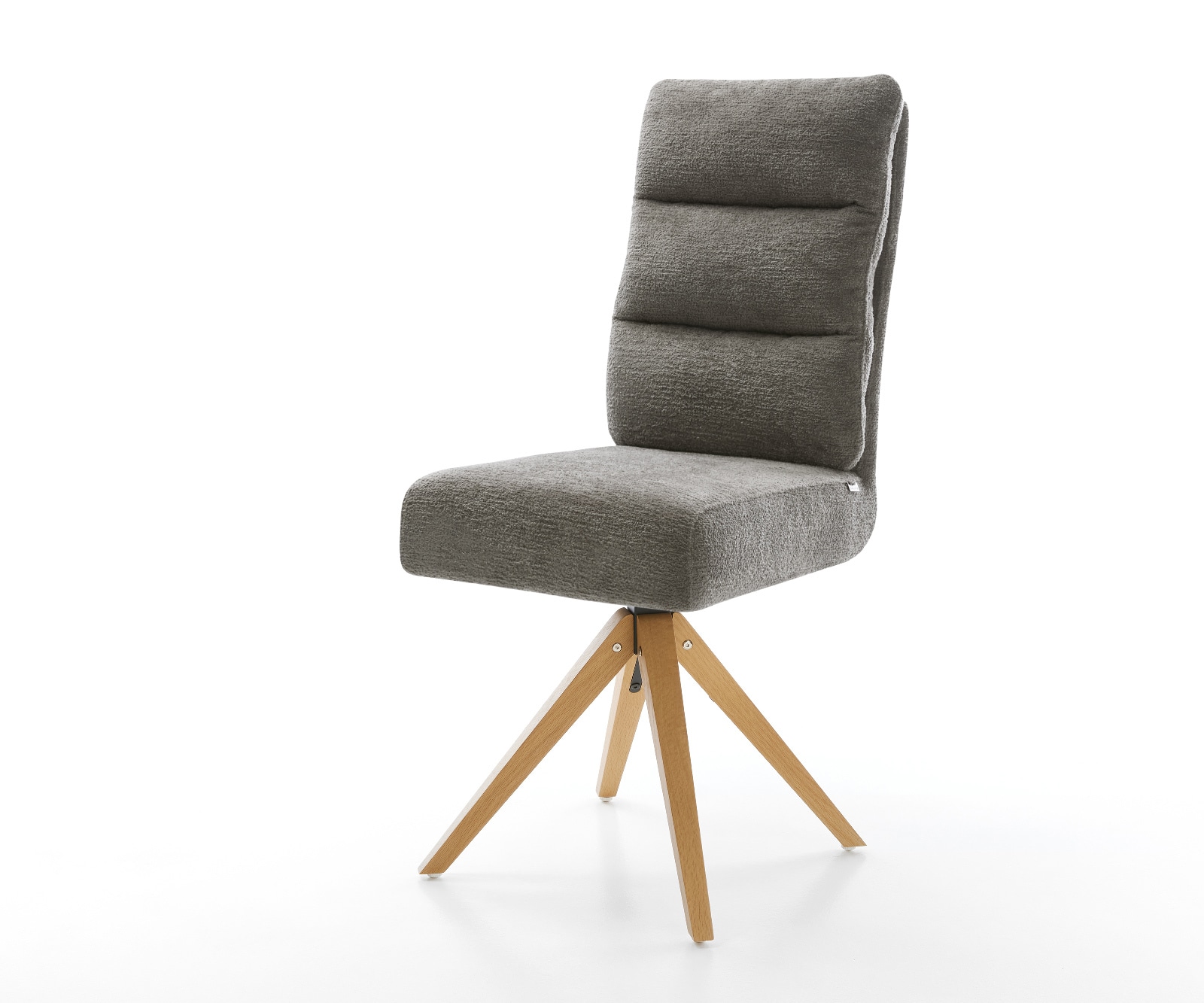 Drehstuhl Pela-Flex Bouclé Soft Schlamm Holzgestell kantig Natur 360° drehbar Taschenfederkern