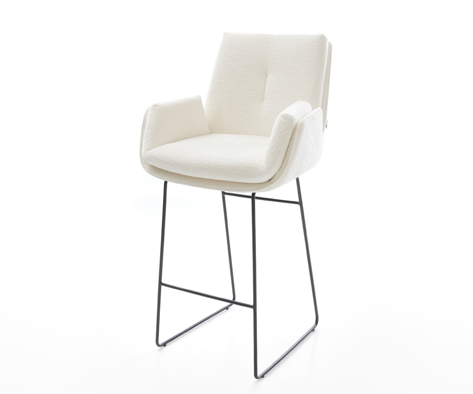 Barstuhl Clea-Flex Bouclé Soft Beige Kufengestell Metall Schwarz 1