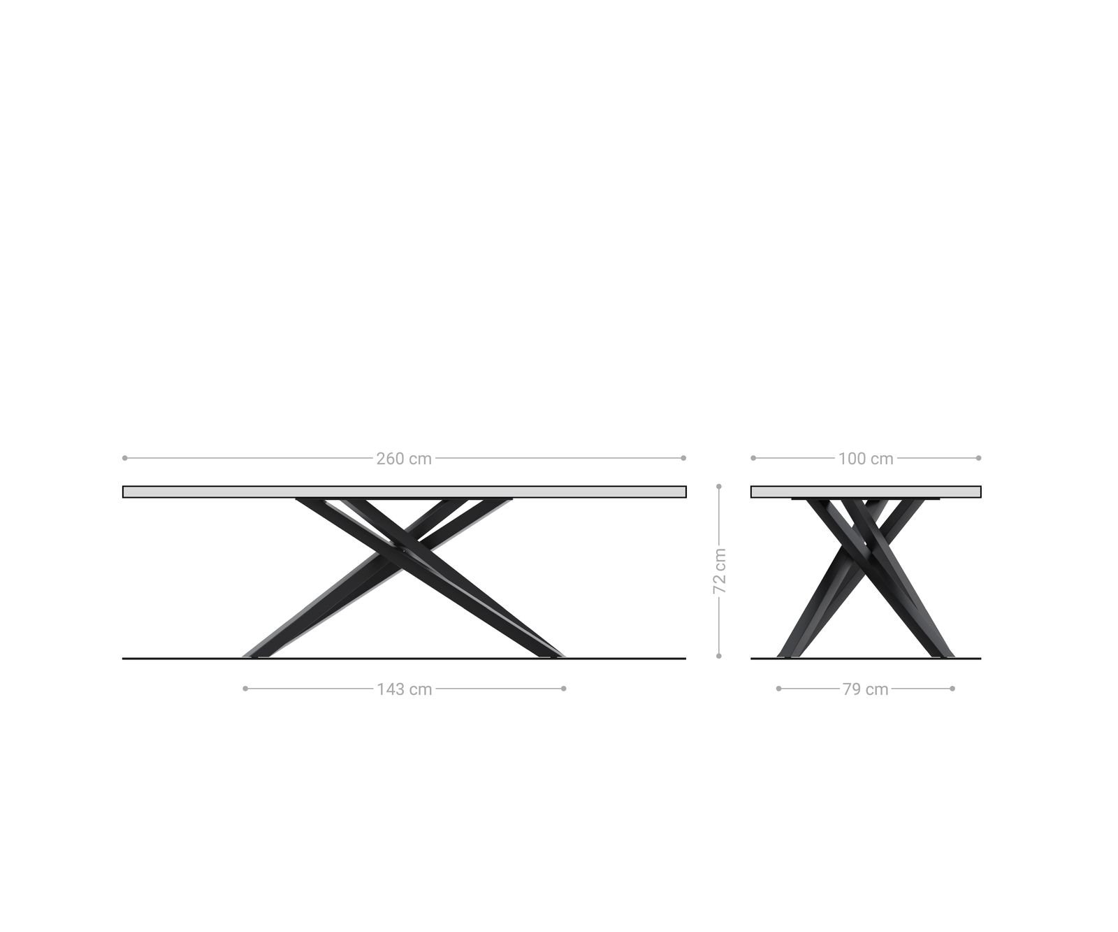 Esstisch Edge 260x100x2,5-3 Eiche Natur Kreuzgestell Rechteck Schwarz Live-Edge 9