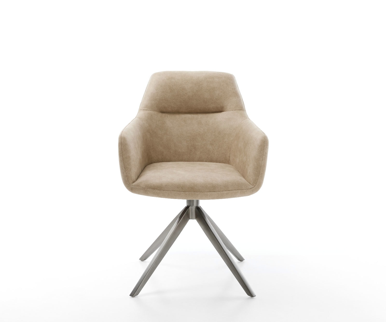 Drehstuhl Pejo-Flex Mikrofaser Beige Vintage Kreuzgestell breit Graphit 360° drehbar Wippfunktion Taschenfederkern 2