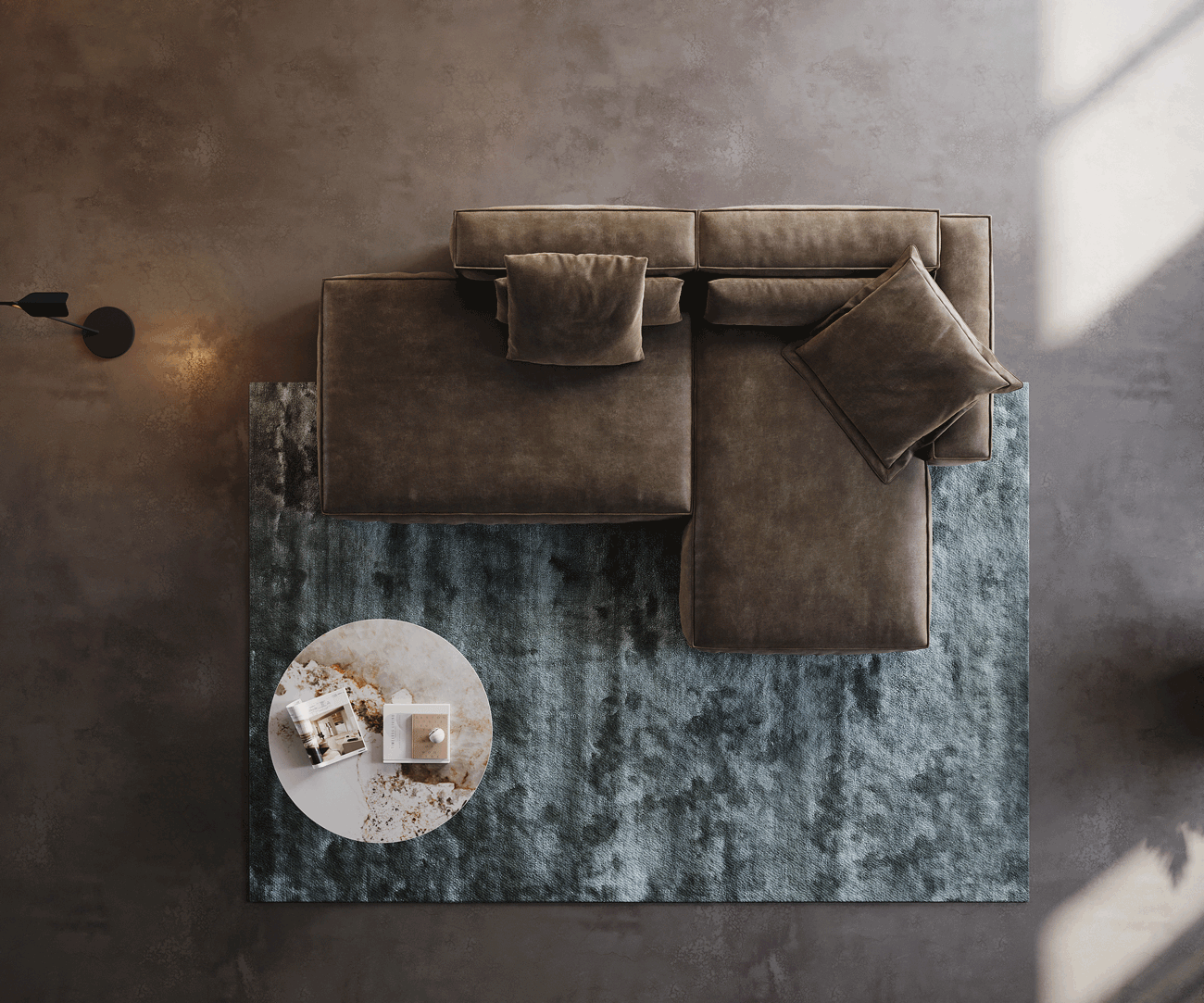 Ecksofa Freestyle 310x200 cm Mikrofaser Taupe Vintage Kedernaht 5