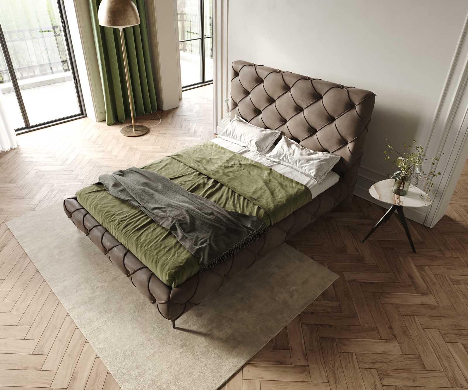 Polsterbettgestell Nayara 140x200 cm Mikrofaser Taupe Vintage 3