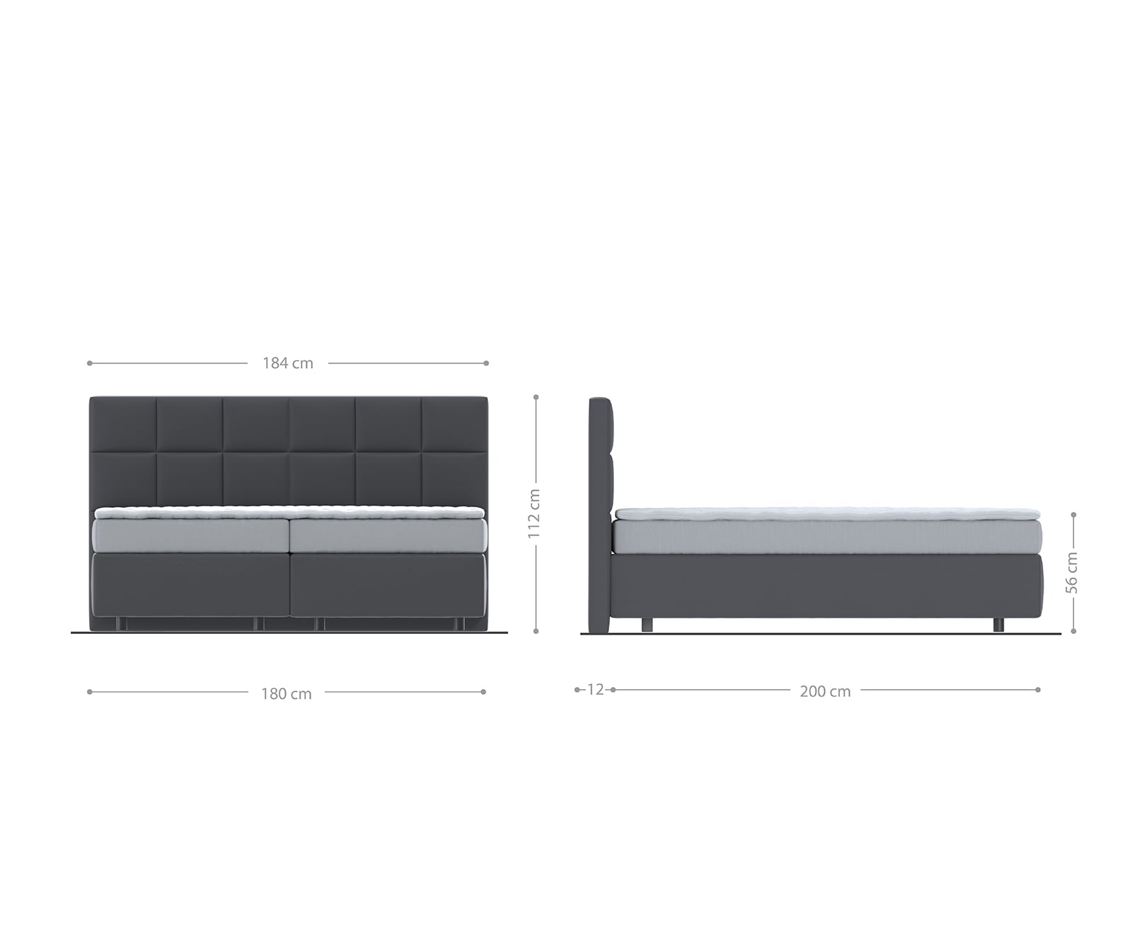 Boxspringbett Dream-Fine 180x200 cm Mikrofaser Anthrazit Vintage mit Matratze und Topper 4 Boxspringbett Dream-Fine 180x200 cm Mikrofaser Anthrazit Vintage mit Matratze und Topper 4