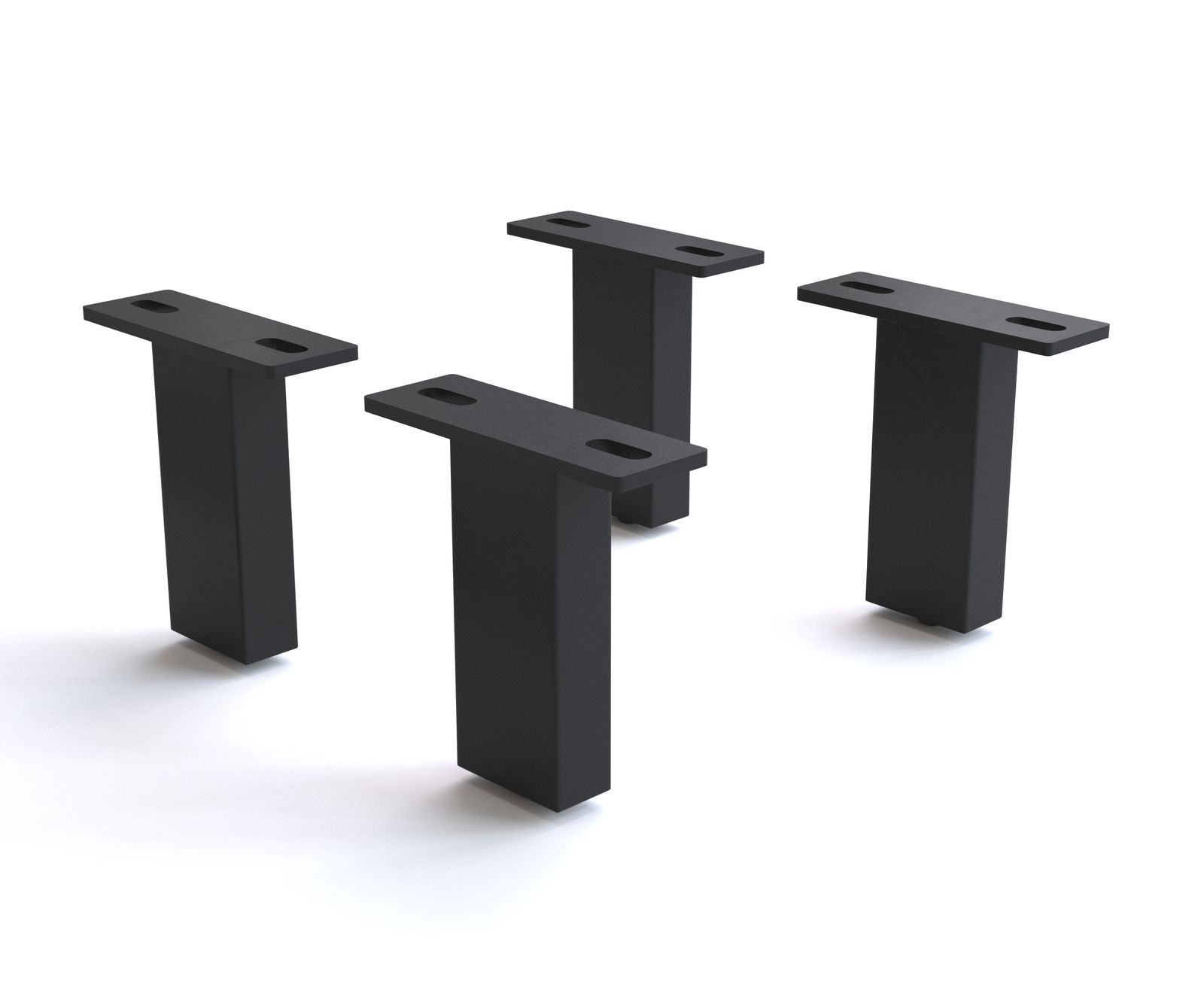 Fuß Vierkant 12,5 cm Metall Schwarz für alle Möbelarten (4er Set)