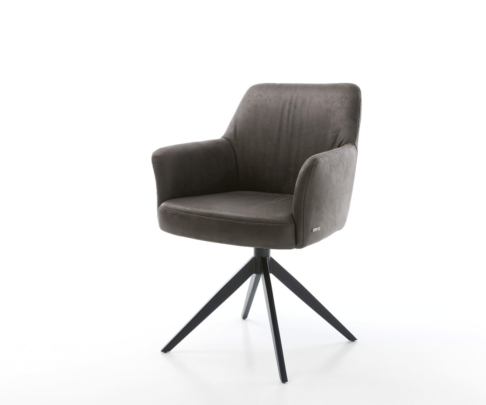 Drehstuhl Xana-Flex mit Armlehnen Mikrofaser Anthrazit Vintage Kreuzgestell breit Schwarz 360° drehbar Wippfunktion Taschenfederkern