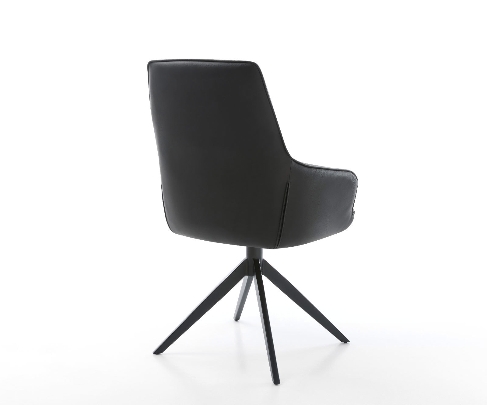 Drehstuhl Zelia-Flex mit Armlehnen Echt-Leder Schwarz Kreuzgestell breit Schwarz 360° drehbar Wippfunktion Taschenfederkern 5