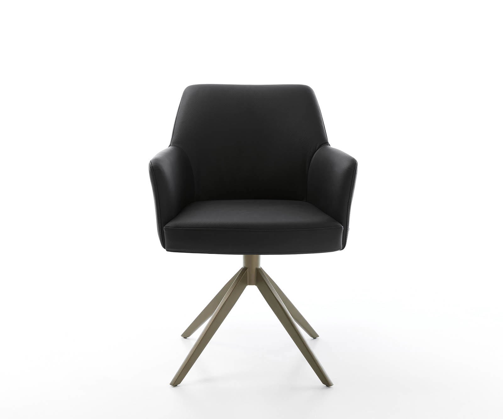 Drehstuhl Xana-Flex mit Armlehnen Echt-Leder Schwarz Kreuzgestell breit Effektfinish Titan 360° drehbar Taschenfederkern 1 Drehstuhl Xana-Flex mit Armlehnen Echt-Leder Schwarz Kreuzgestell breit Effektfinish Titan 360° drehbar Taschenfederkern 1