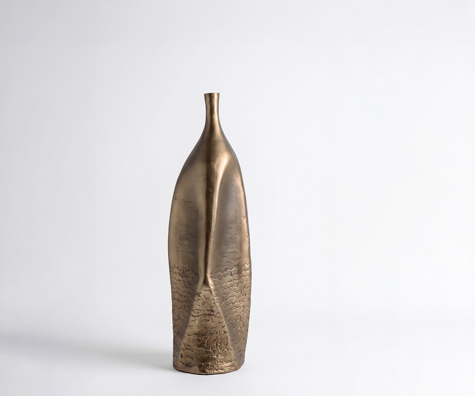 Vase Norevo l15 x P15 x H51 cm Aluminium Aurum Satin Moulé