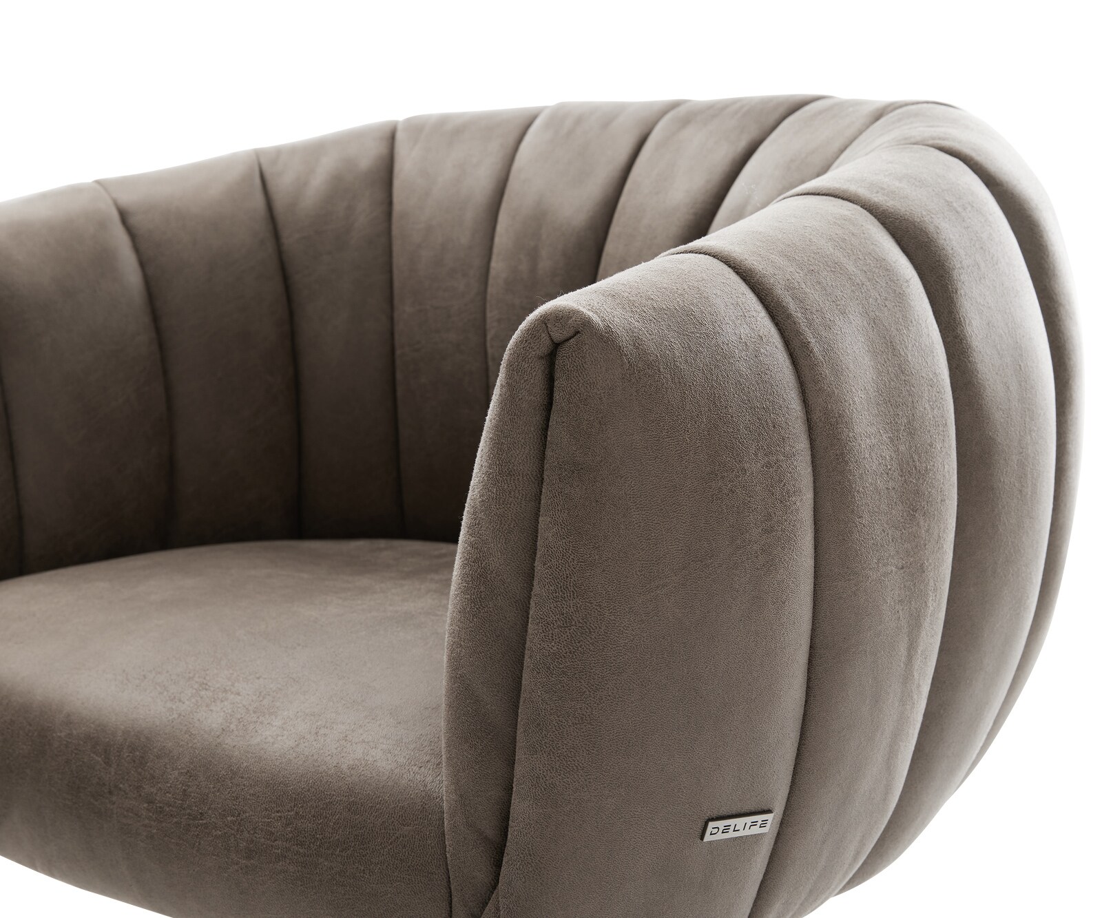 Drehstuhl Jada-Flex Mikrofaser Taupe Vintage Kreuzgestell breit Schwarz 360° drehbar Wippfunktion Taschenfederkern 3