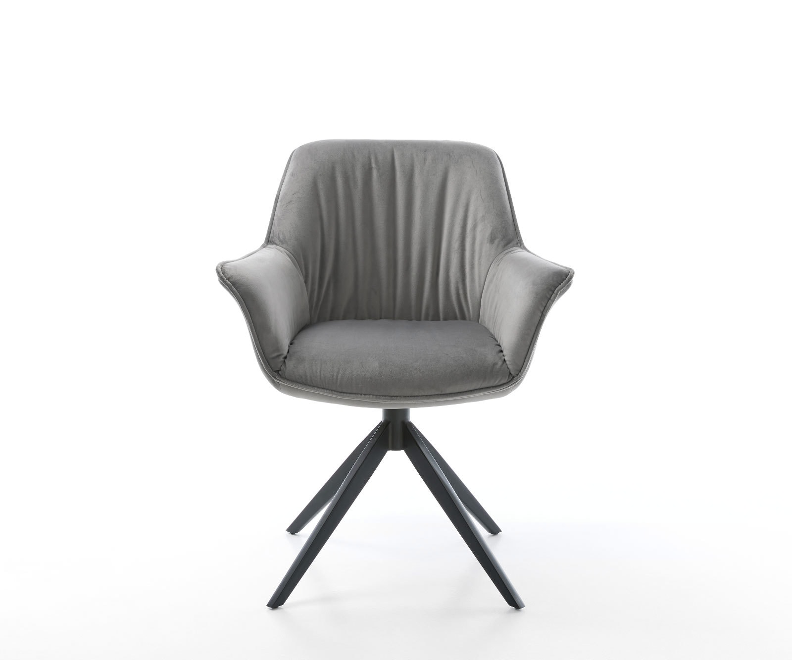 Esszimmerstuhl Keila-Flex mit Armlehnen Samt Grau Kreuzgestell breit Schwarz 1 Esszimmerstuhl Keila-Flex mit Armlehnen Samt Grau Kreuzgestell breit Schwarz 1