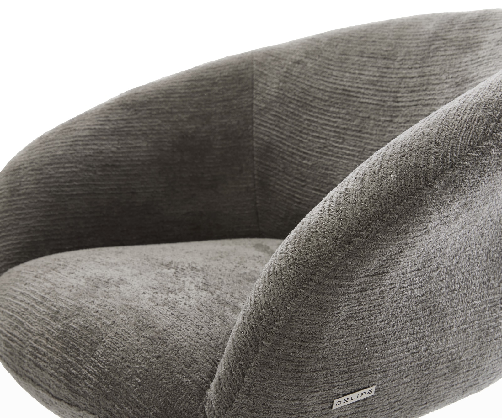 Esszimmerstuhl Vinka-Flex mit Armlehnen Bouclé Soft Schlamm Kufengestell Edelstahl Taschenfederkern 3