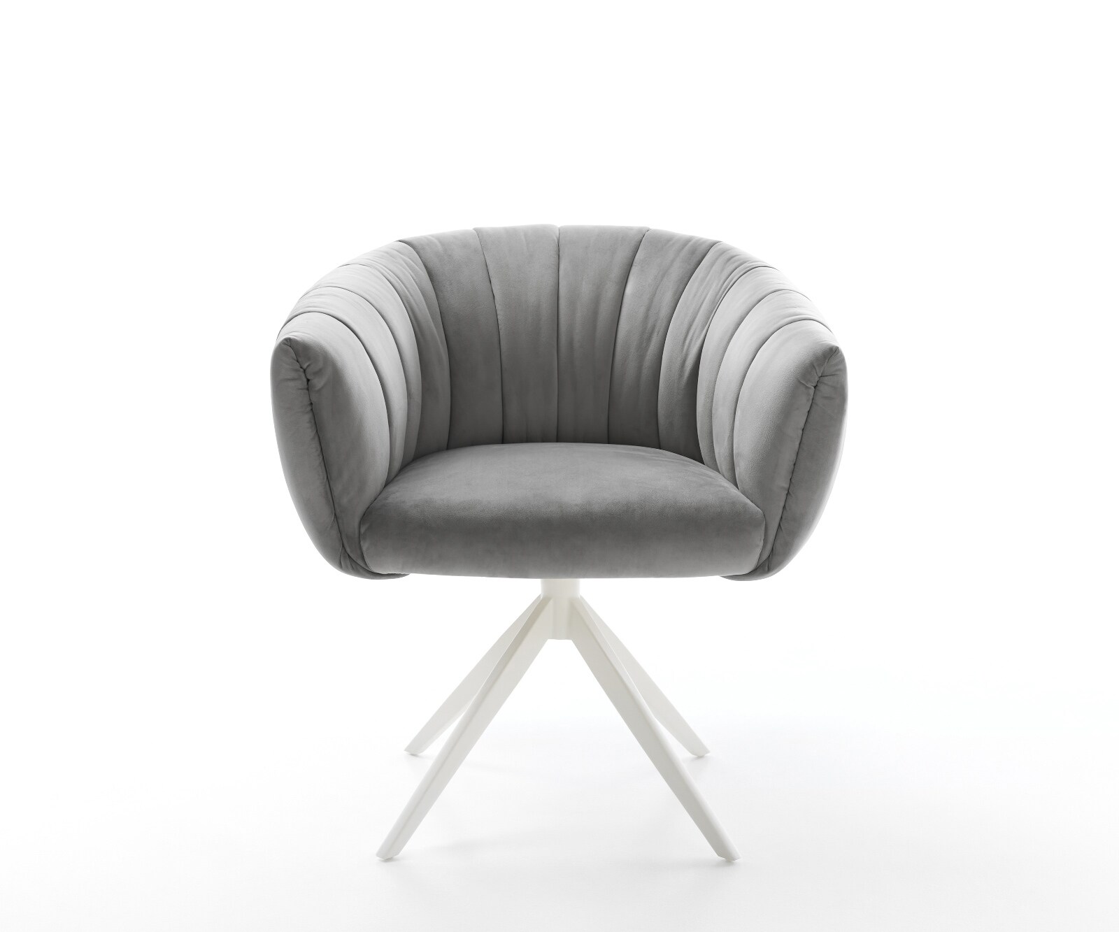 Drehstuhl Jada-Flex Samt Grau Kreuzgestell breit Weiß 360° drehbar Wippfunktion Taschenfederkern 2