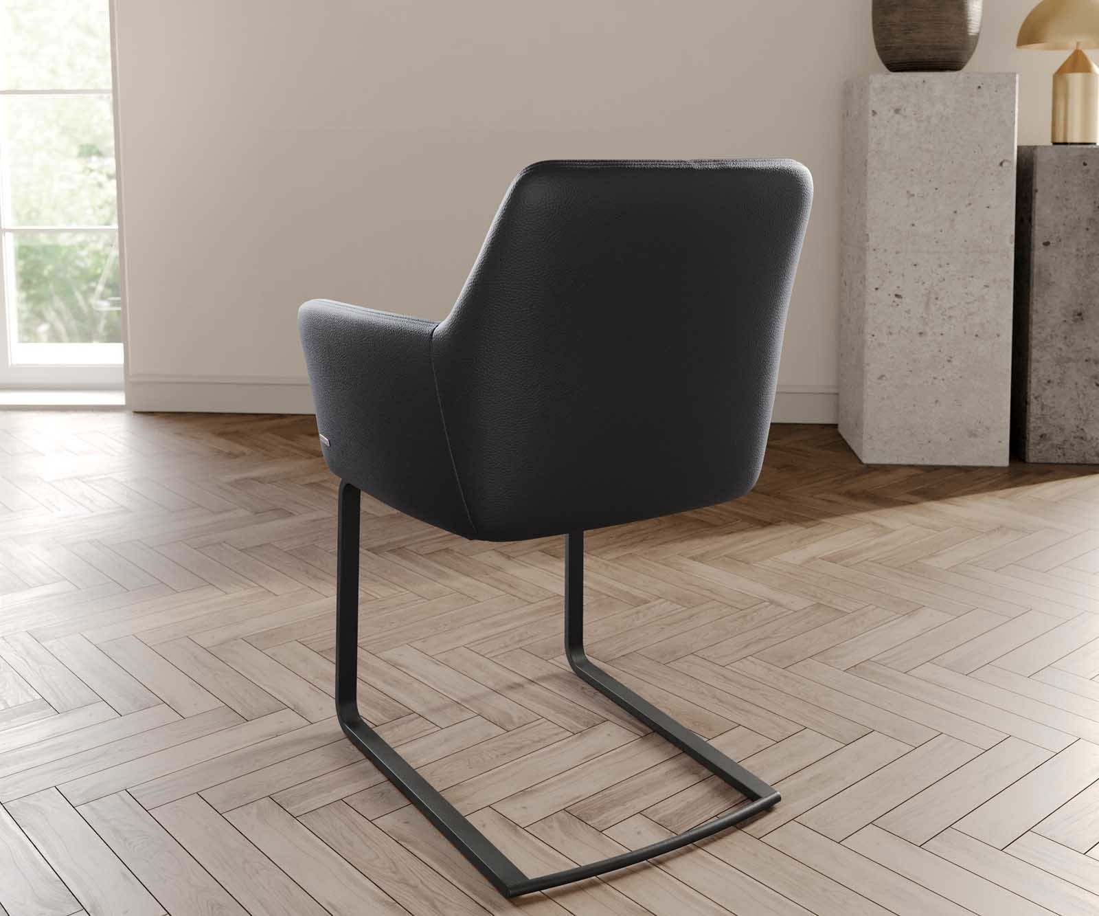 Freischwinger Xana-Flex mit Armlehnen Echt-Leder Schwarz Freischwinger flach Schwarz Taschenfederkern 3 Freischwinger Xana-Flex mit Armlehnen Echt-Leder Schwarz Freischwinger flach Schwarz Taschenfederkern 3