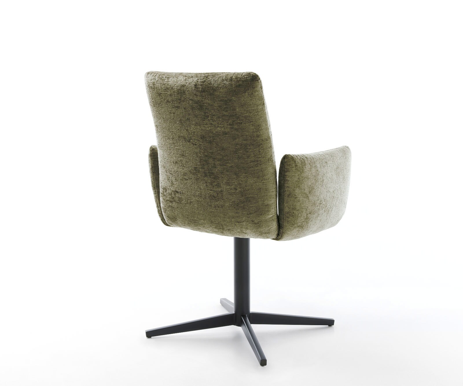 Drehstuhl Jova-Flex mit Armlehnen Chenille Olive Fußkreuz Schwarz 360° drehbar Taschenfederkern 4