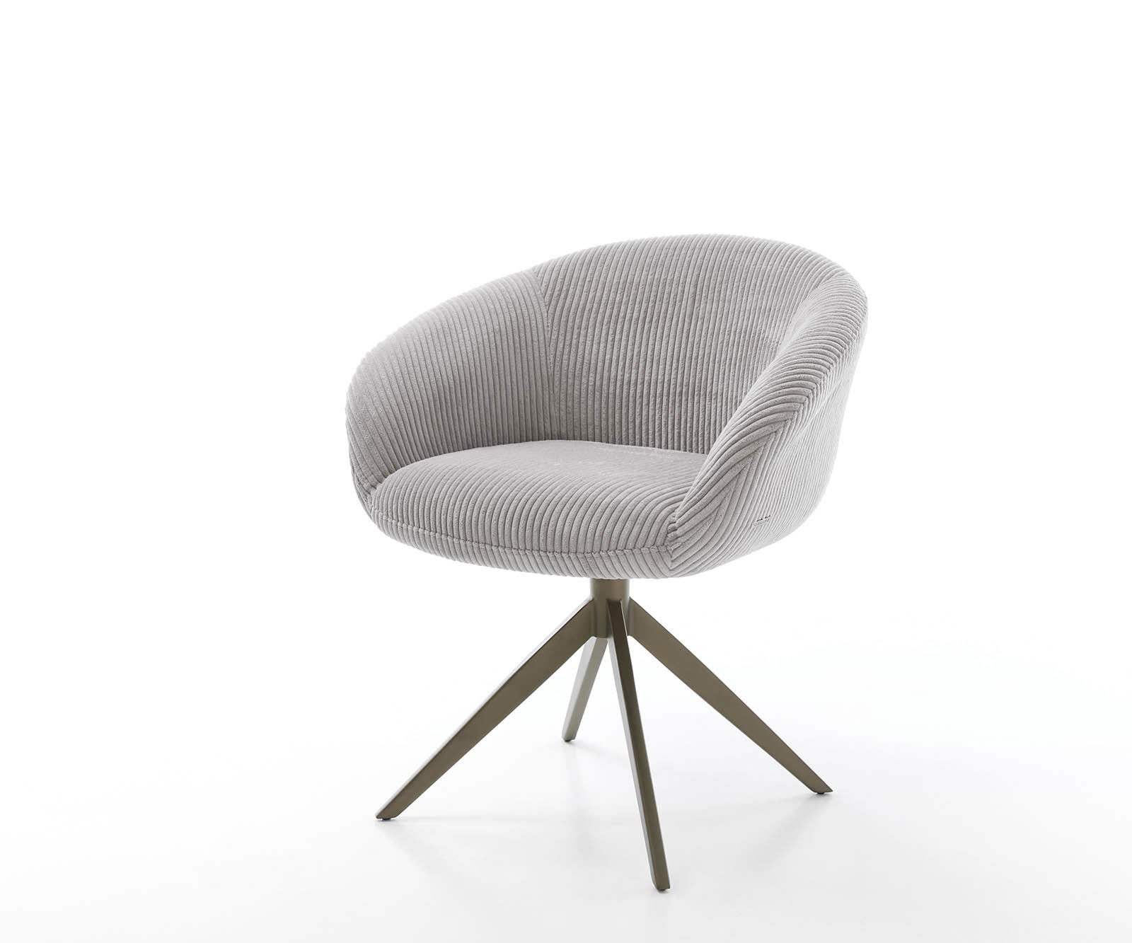 Drehstuhl Vinka-Flex mit Armlehnen Cord Silbergrau Kreuzgestell breit Effektfinish Titan 360° drehbar Taschenfederkern 1