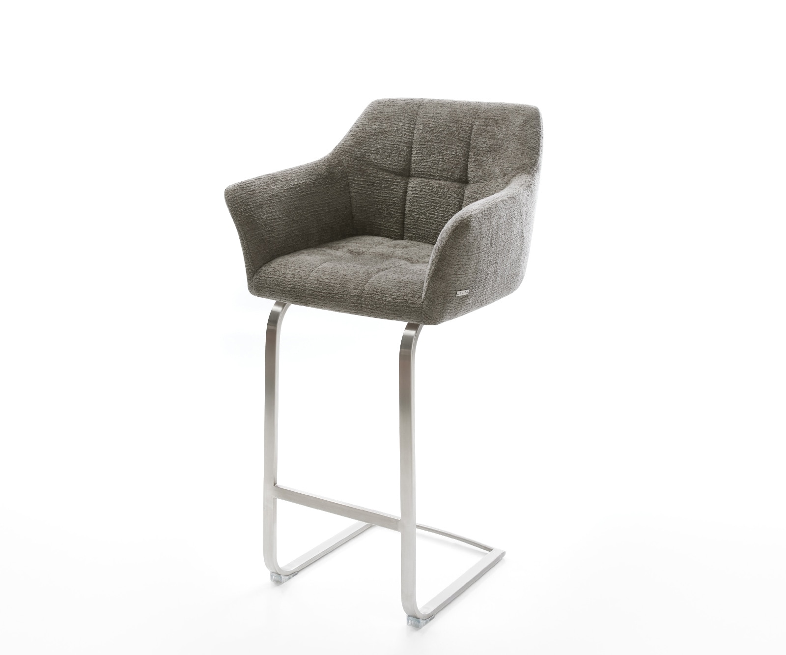 Barstuhl Yulo-Flex Bouclé Soft Schlamm Freischwinger Flach Edelstahl Silberfarben