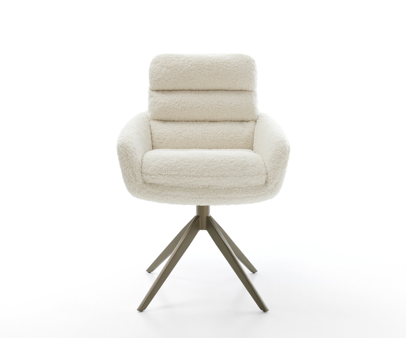 Drehstuhl Abelia-Flex mit Armlehnen Teddystoff Beige Kreuzgestell breit Effektfinish Titan 360° drehbar Wippfunktion 1