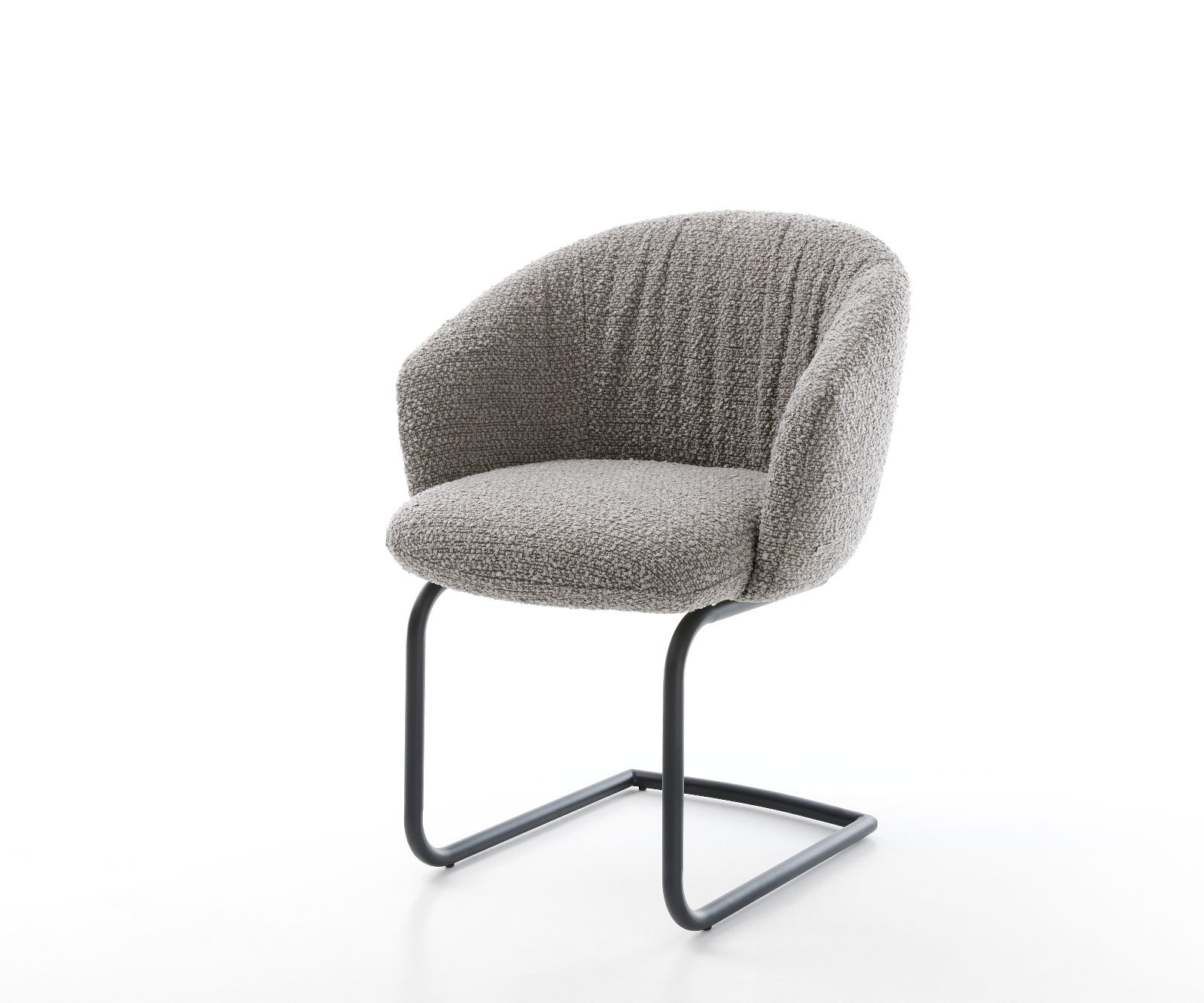 Cantilever Caja-Flex avec accoudoirs bouclé gris argenté pied cantilever rond noir ressorts ensachés Cantilever Caja-Flex avec accoudoirs bouclé gris argenté pied cantilever rond noir ressorts ensachés
