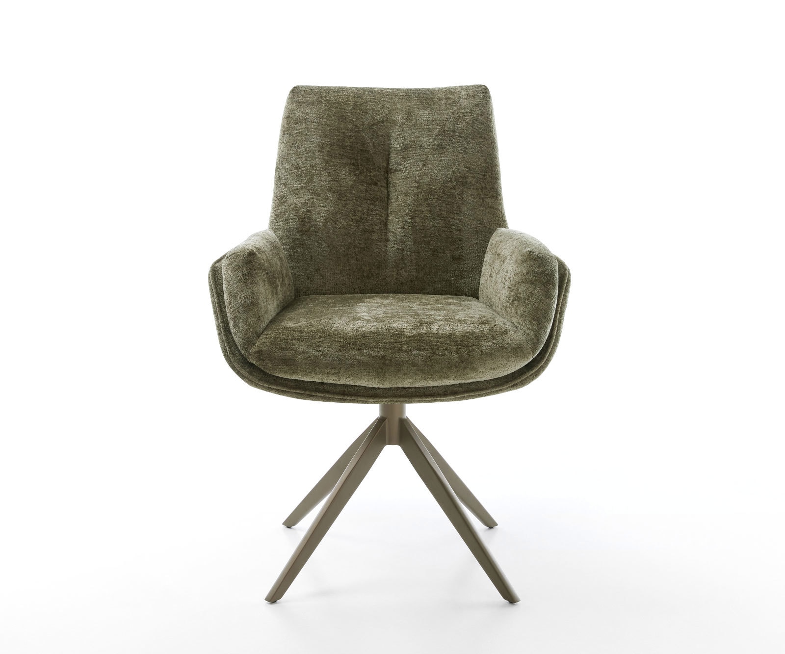 Drehstuhl Clea-Flex Chenille Olive Kreuzgestell breit Effektfinish Titan 360° drehbar Wippfunktion 2