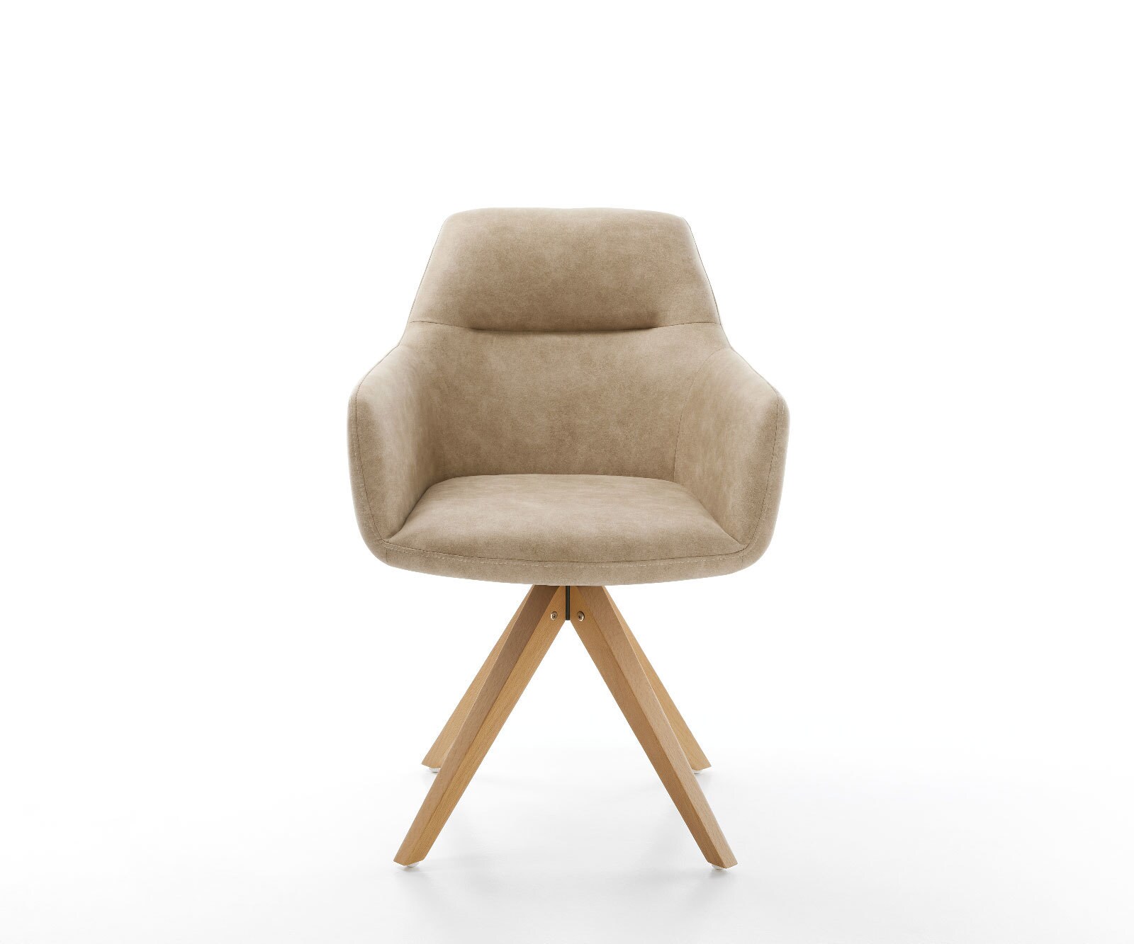 Esszimmerstuhl Pejo-Flex Mikrofaser Beige Vintage Holzgestell kantig Natur Taschenfederkern 1