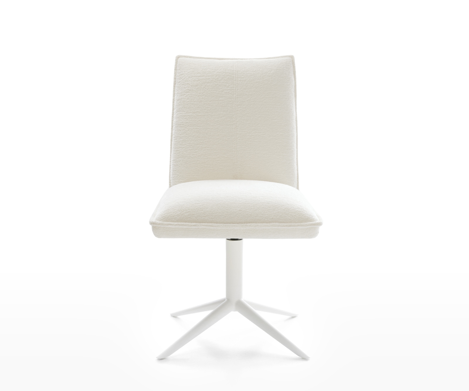 Drehstuhl Lelio-Flex Bouclé Soft Beige Fußkreuz Weiß 360° drehbar Wippfunktion Taschenfederkern 1