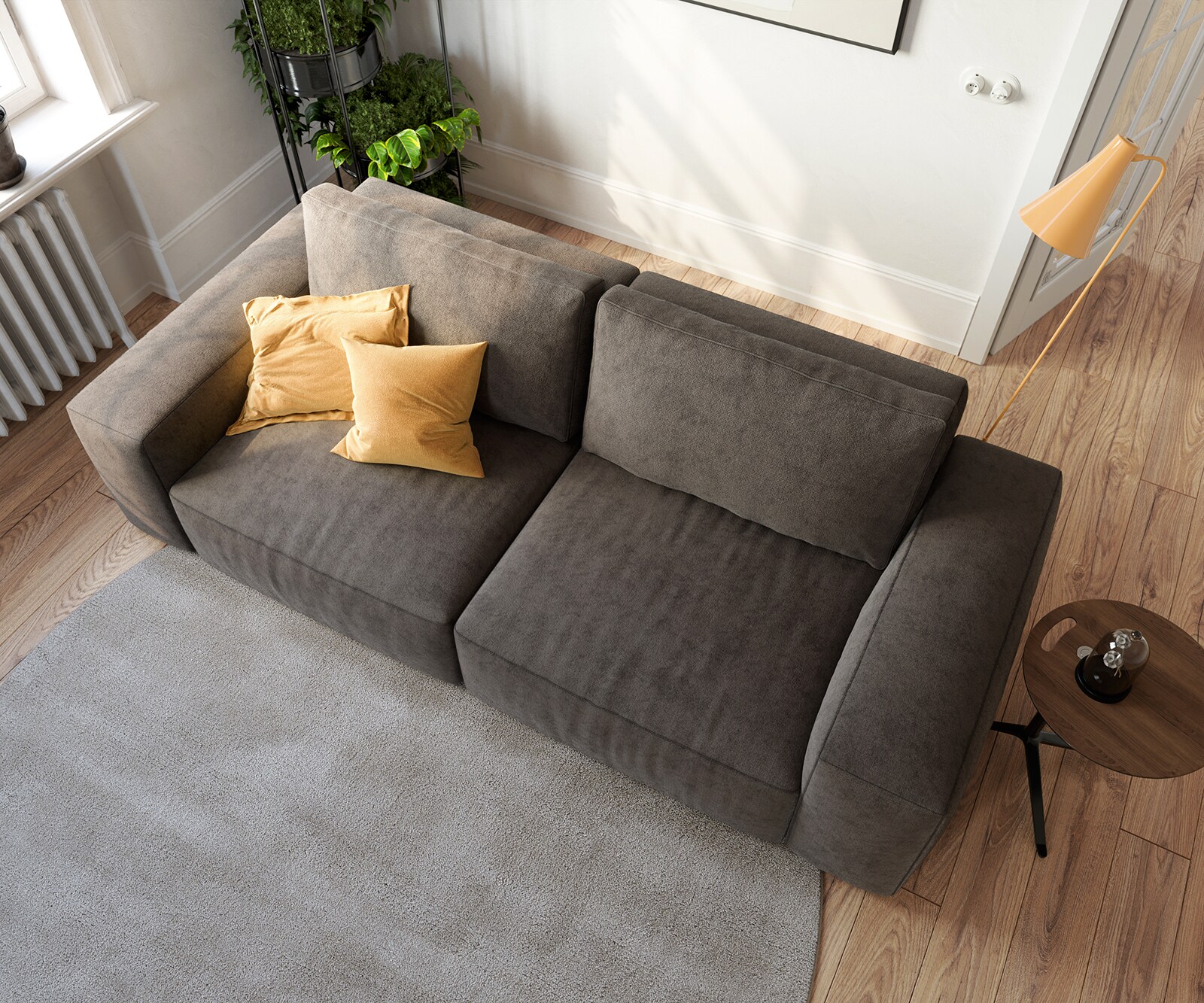 Big-Sofa Lanzo 230x95 cm Mikrofaser Khakibraun 5