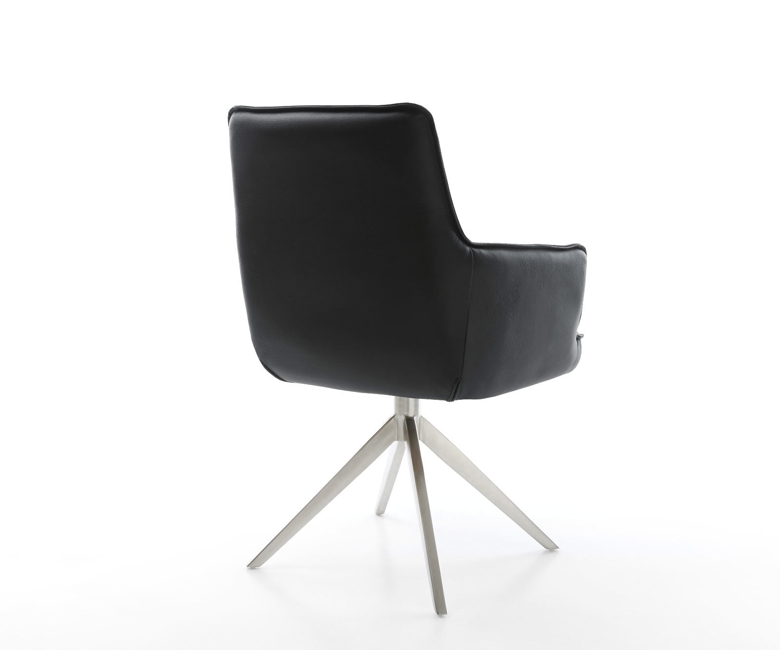 Drehstuhl Heira-Flex mit Armlehnen Echt-Leder Schwarz Kreuzgestell breit Edelstahl 360° drehbar Wippfunktion Taschenfederkern 4 Drehstuhl Heira-Flex mit Armlehnen Echt-Leder Schwarz Kreuzgestell breit Edelstahl 360° drehbar Wippfunktion Taschenfederkern 4