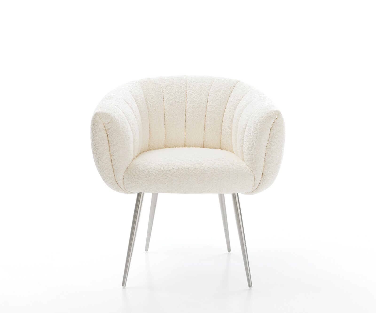 Esszimmerstuhl Jada-Flex Bouclé Weiß 4-Fuß konisch Edelstahl Taschenfederkern 2