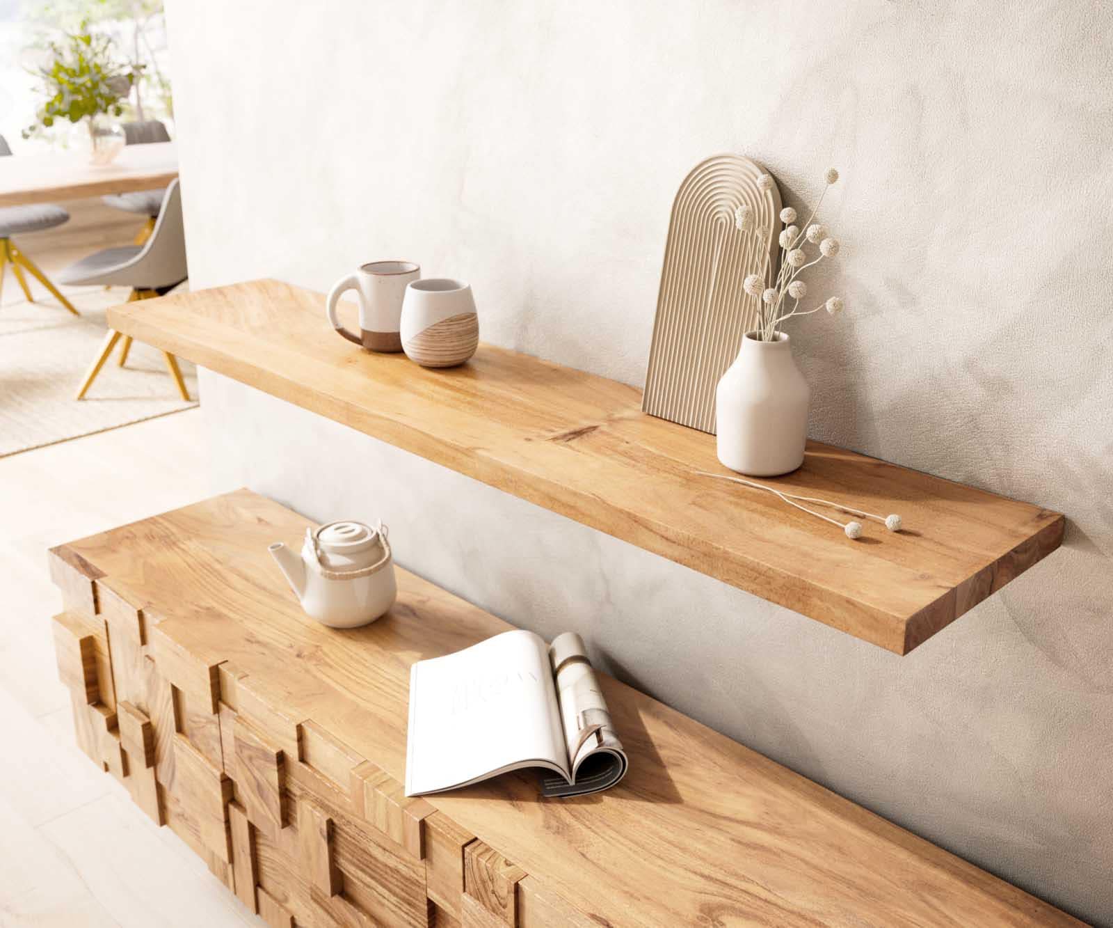 Wandregal Edge 145 cm Akazie Natur gerade Kante Massiv 6 Wandregal Edge 145 cm Akazie Natur gerade Kante Massiv 6