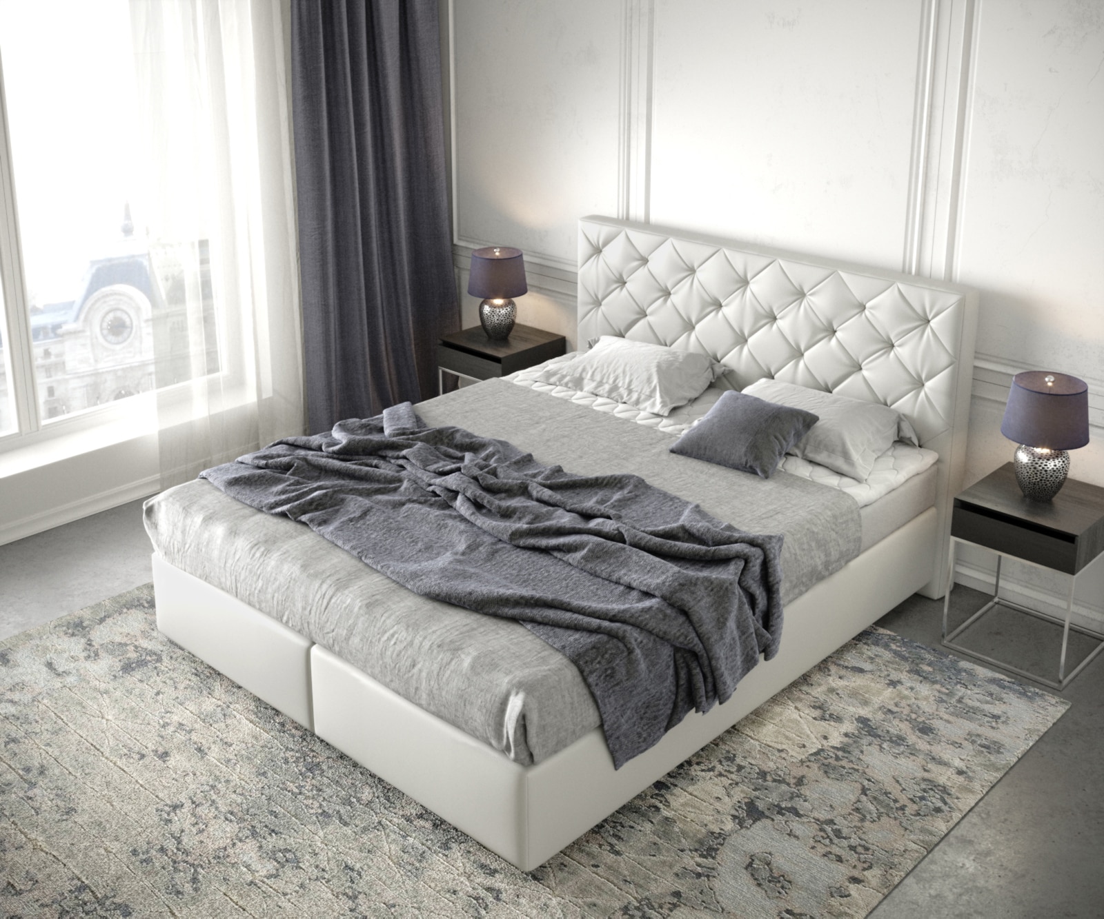 Boxspringbett Dream-Great 160x200 cm Kunstleder Weiß mit Matratze und Topper 3 Boxspringbett Dream-Great 160x200 cm Kunstleder Weiß mit Matratze und Topper 3